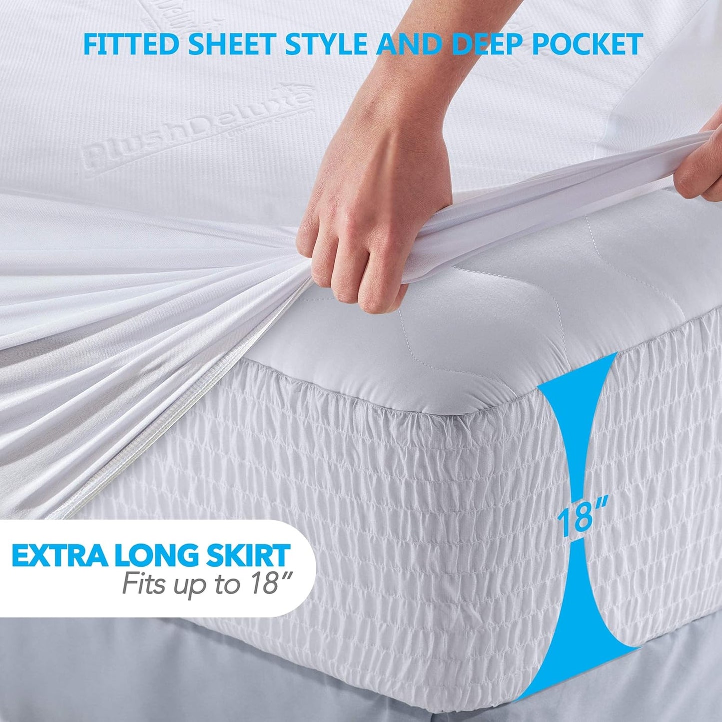 PlushDeluxe Premium Bamboo Mattress Protector – Twin Size, Waterproof, & Ultra Soft Breathable