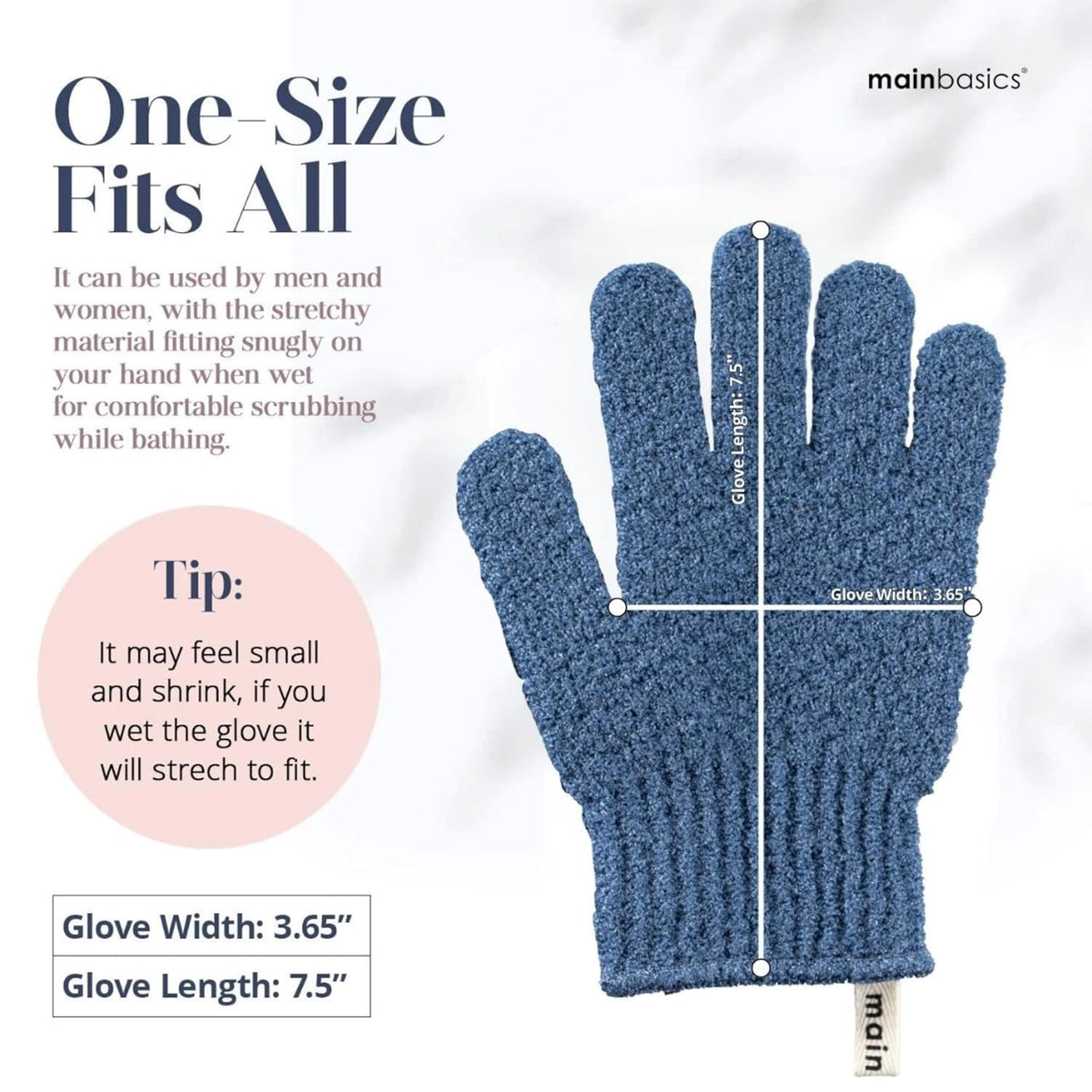 MainBasics Deep Cleansing Exfoliating Bath Gloves - Heavy-Textured Nylon Shower Scrub for Dead Skin