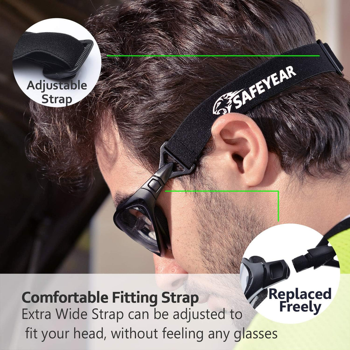 SAFEYEAR Anti Fog Safety Glasses- SG002 Clear Scratch Resistant Work Glasses No-Slip Safety Goggles