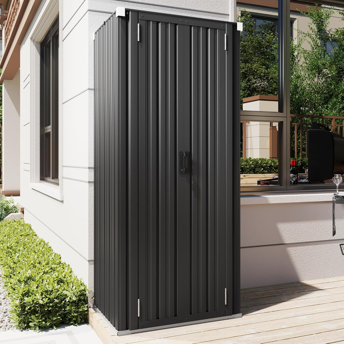AECOJOY Outdoor Storage Cabinet, Outdoor Cabinets Waterproof with Shelves, Vertical Tall Garden