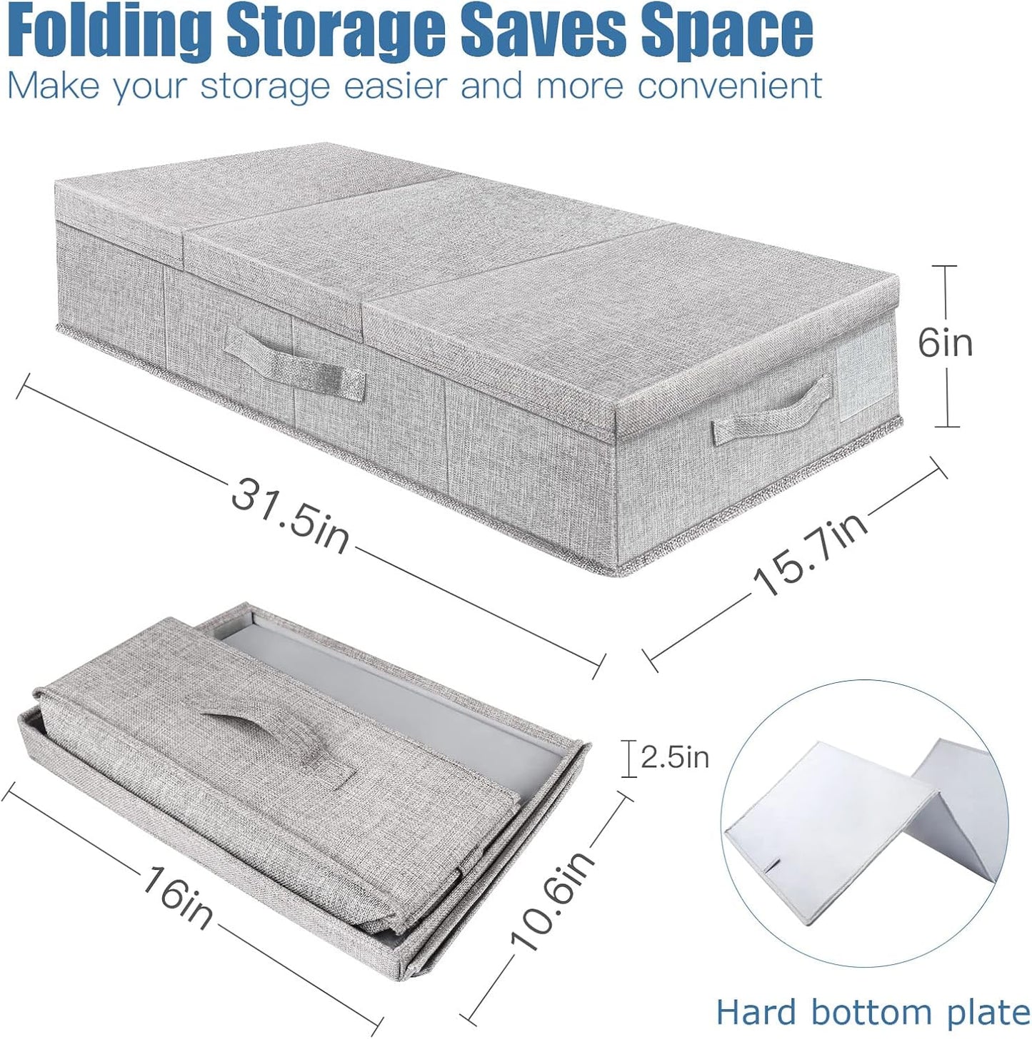 Underbed Storage Containers Bin with Lids, Large Under Bed Storage Organizer Box with Handle