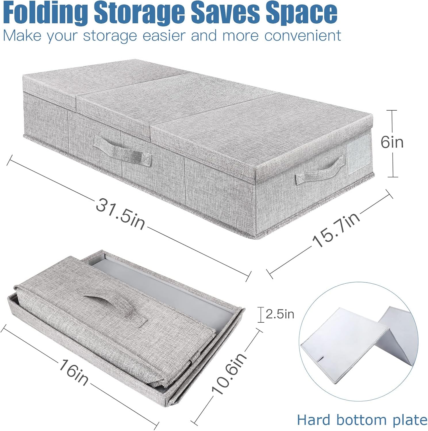 Underbed Storage Containers Bin with Lids, Large Under Bed Storage Organizer Box with Handle