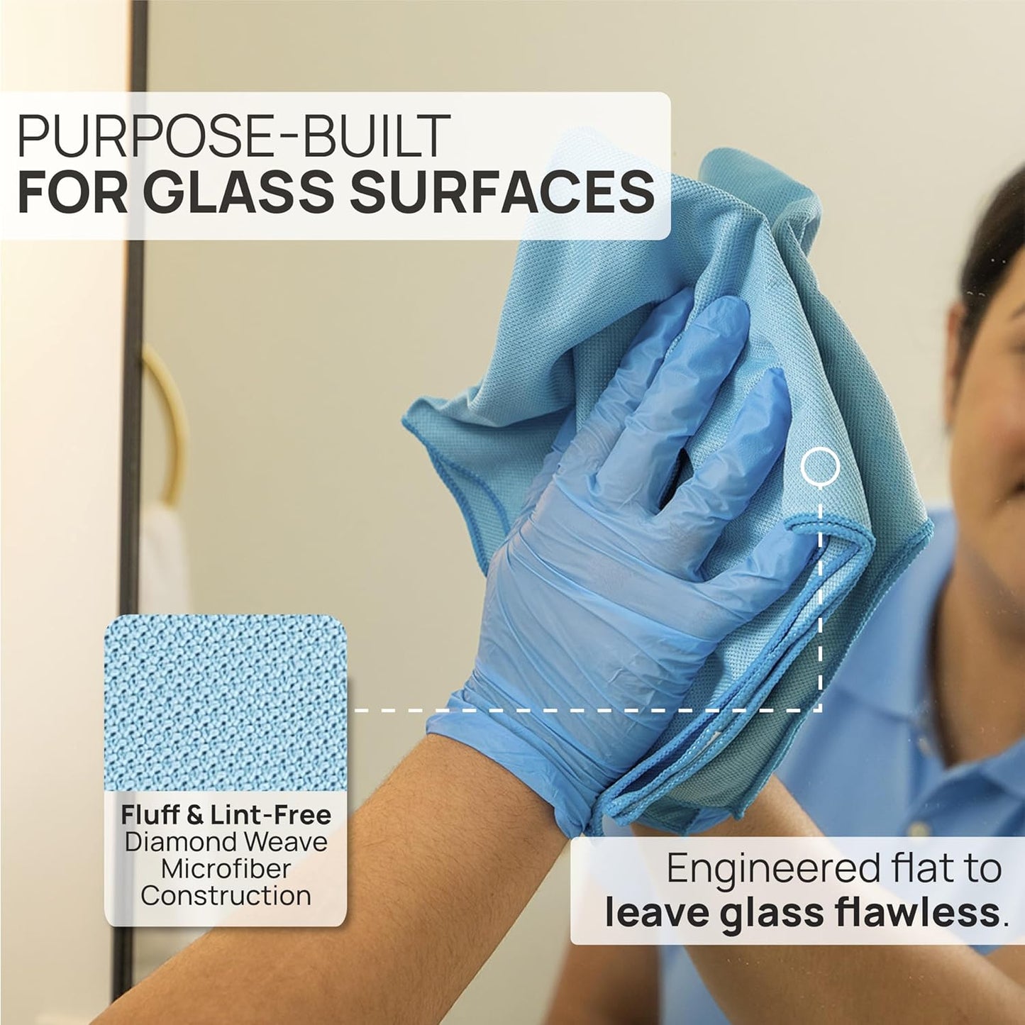 Claro 2 Step Glass Cleaning Cloth 8-Pack – Green Wet & Blue Dry Microfiber Towels Cleaning for