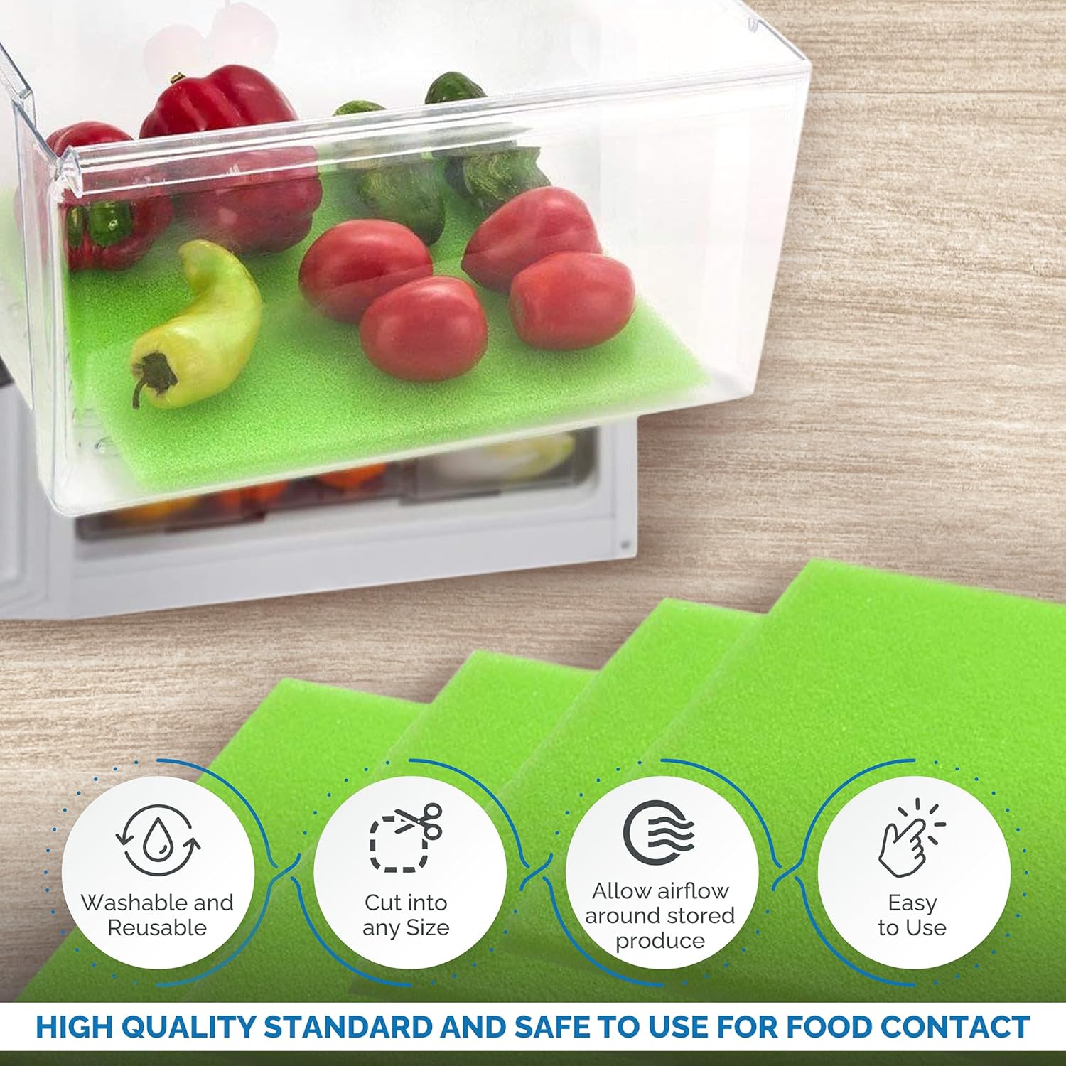 Dualplex® Fruit & Veggie Life Extender Liner for Fridge Refrigerator Drawers, 12x15 Inches (4 Pack)