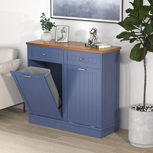 Betterhood Tilt Out Trash Cabinet 10 Gallon Wooden Free Standing Laundry Sorter Cabine,Recycling