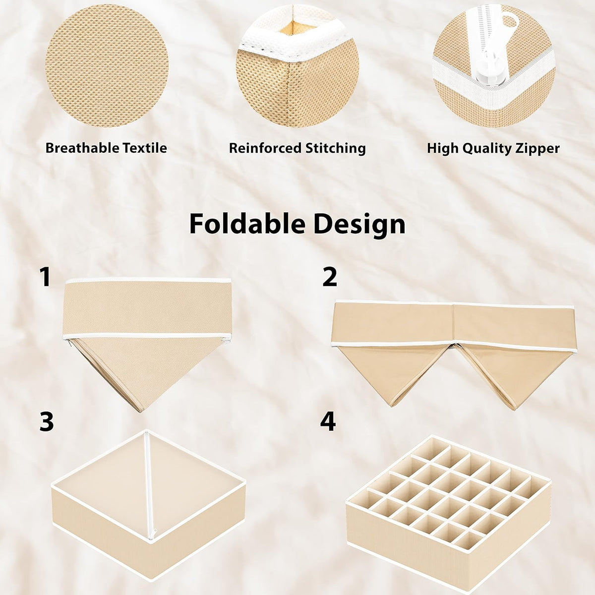 Simple Houseware 4-Pack Drawer Organizer Set - Closet Dividers for Underwear, Socks, Bras, Scarves