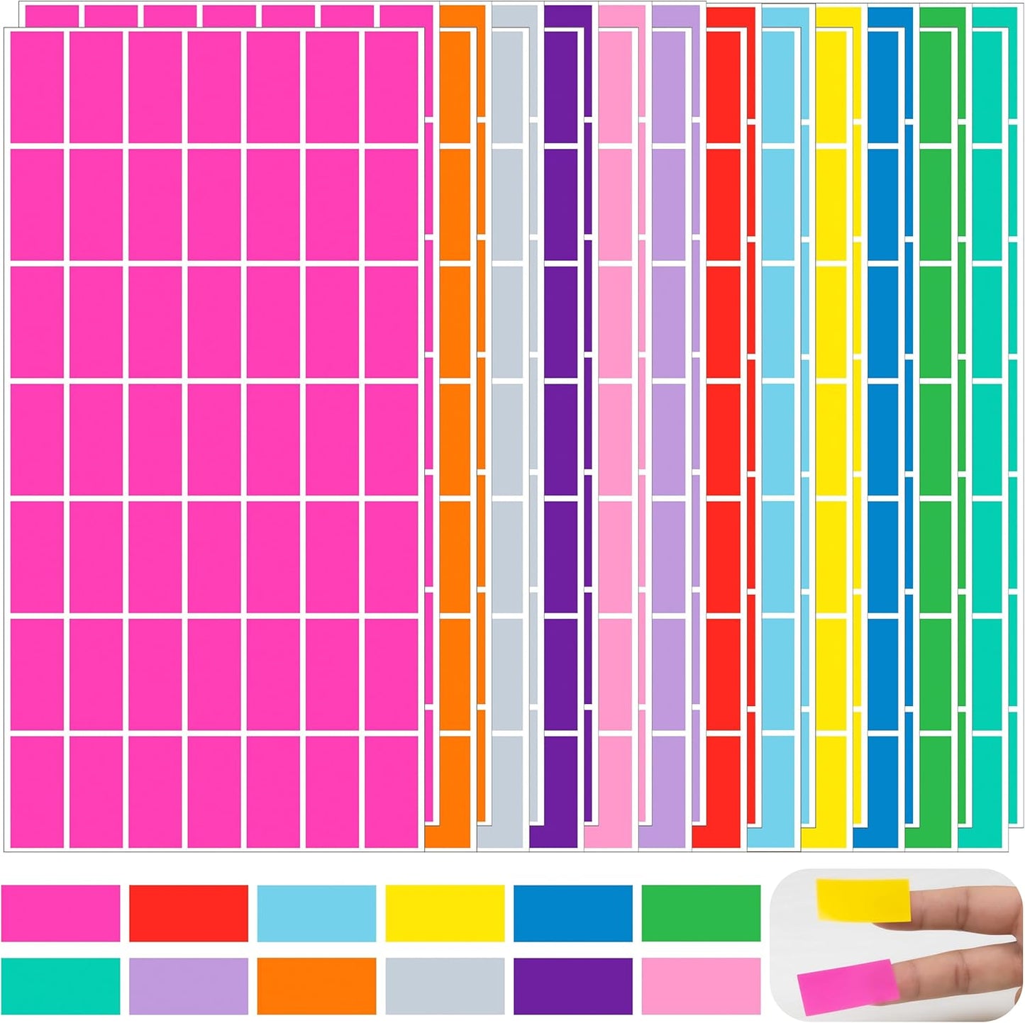 YSHIHE Colored Label Stickers,Rectangular Color Coding Stickers 1.57 x 0.75 Inch (40mm x 19mm),12