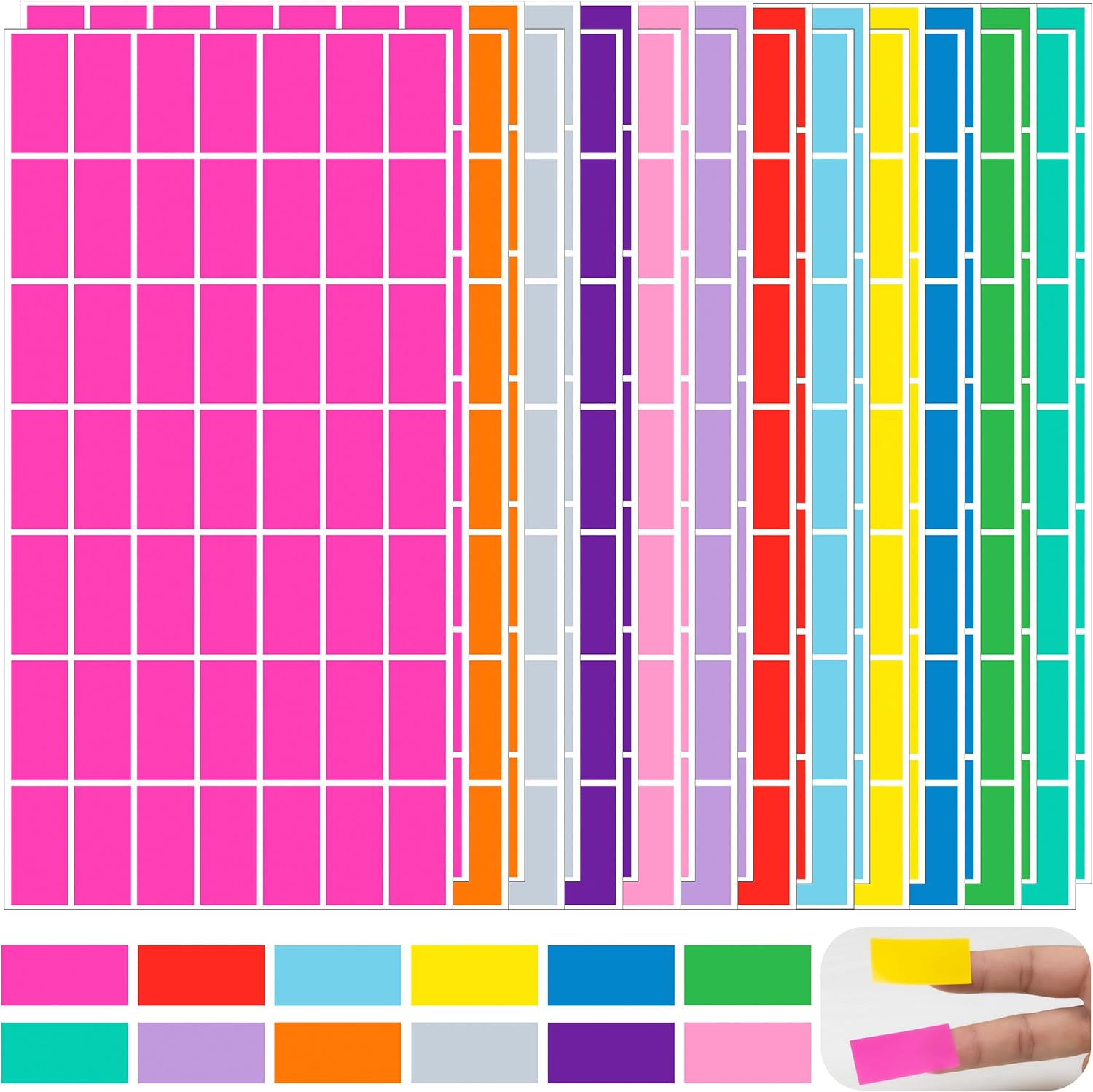 YSHIHE Colored Label Stickers,Rectangular Color Coding Stickers 1.57 x 0.75 Inch (40mm x 19mm),12