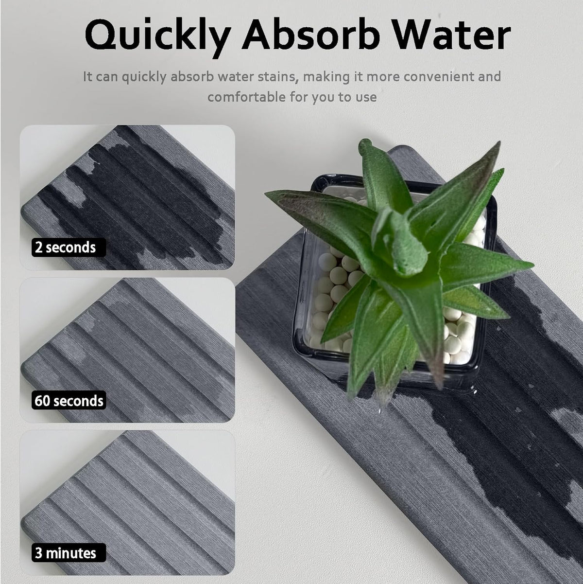 2 PCS Water Absorbing Stone Trays for Bathroom Sink & Kitchen Counter, Fast-Drying Diatomite Sink