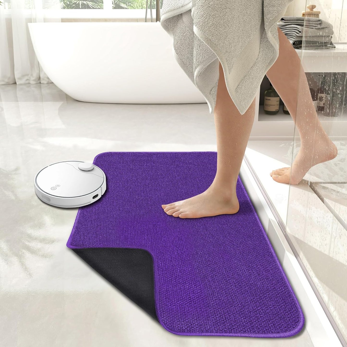 Bath Mat,Ultra Thin Bathroom Rugs,Rubber Bath Mats for Bathroom,No Slip Bath Rugs,Quick Dry,Machine
