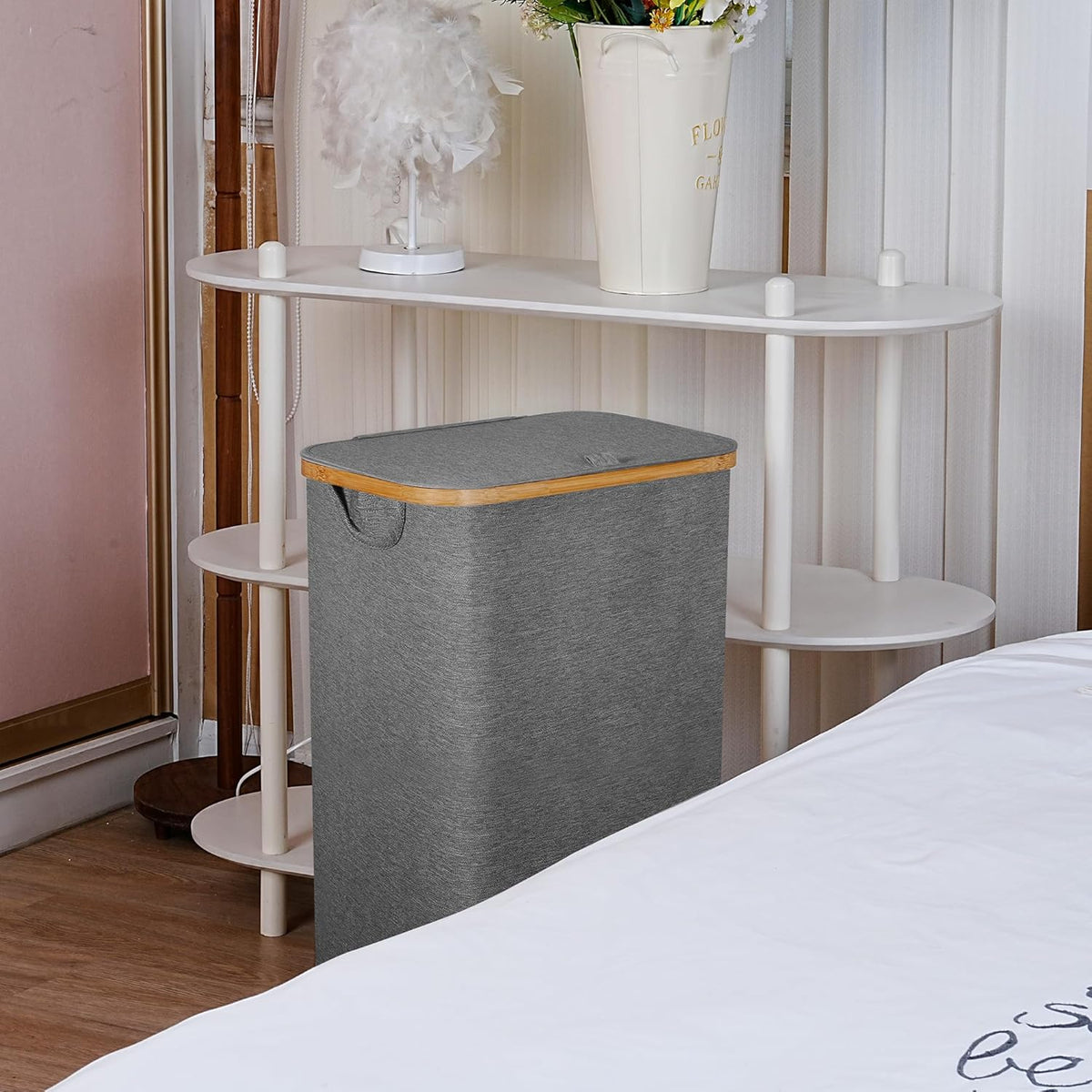 Laundry Basket with Wheels,100L Hampers for Laundry,Large Laundry Hamper with Lid and Bamboo