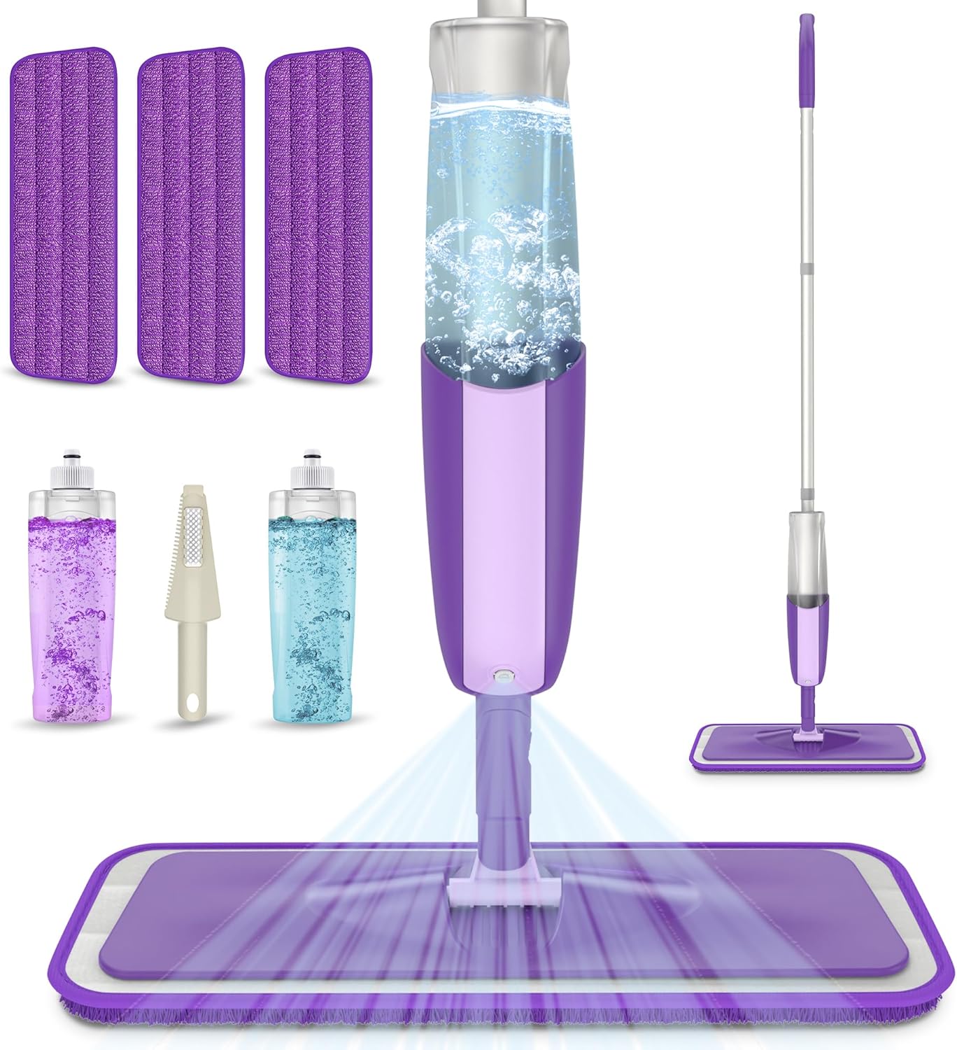 Spray Mops for Hardwood Floor Cleaning - MEXERRIS Microfiber Wood Floor Mop with 3 Reusable
