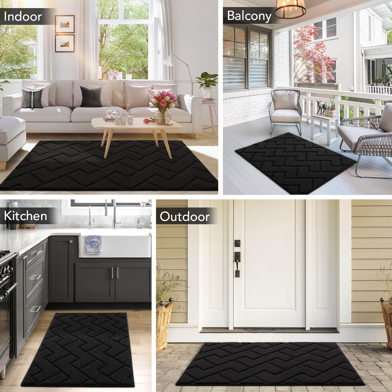hicorfe Indoor Doormat,Welcome Door Mat TPR Backing Non Slip Mats 20"x31.5" Absorbent Resist Dirt