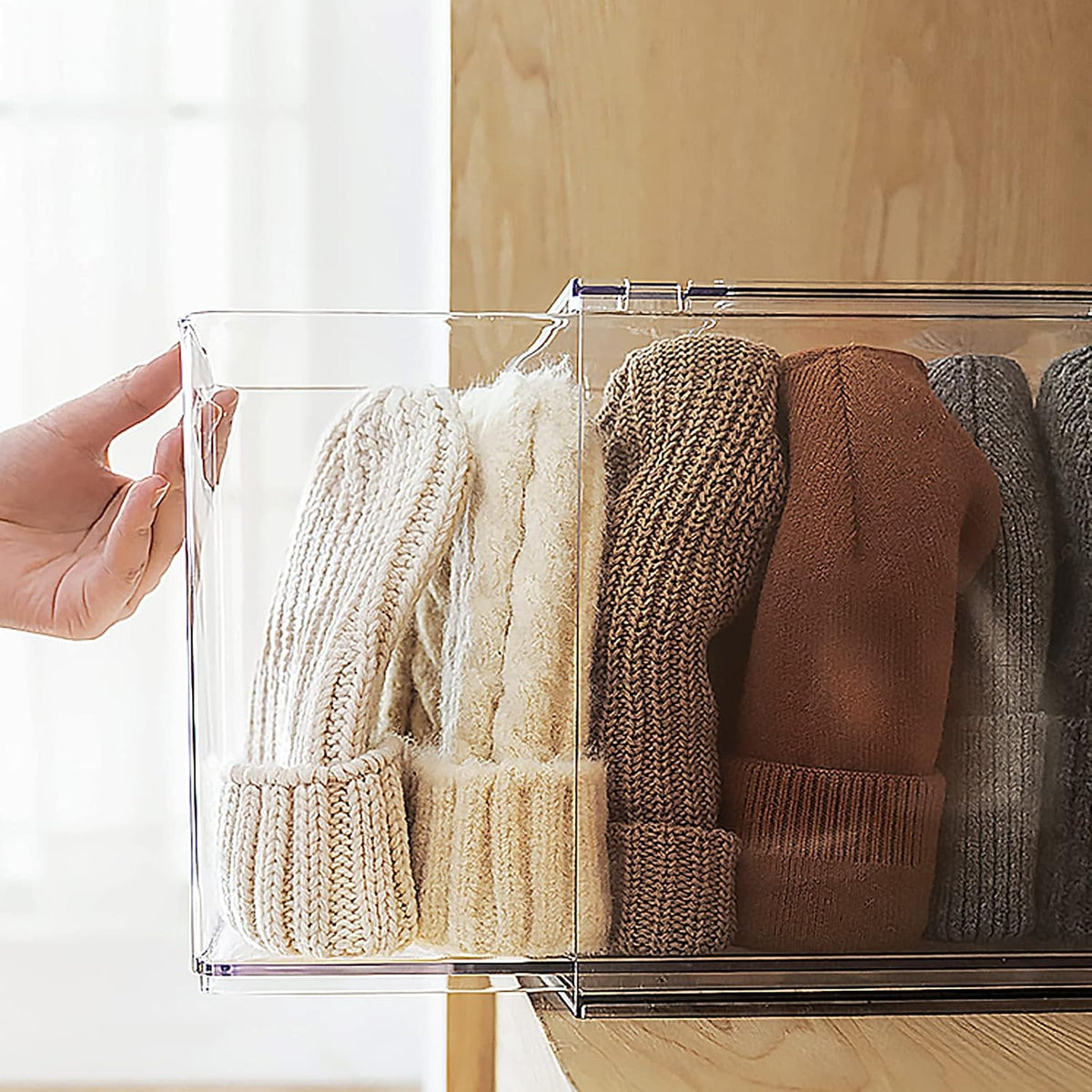 shopwithgreen Refrigerator Organizer and Storage Bins with Pull-out Drawer, Stackable Clear Fridge