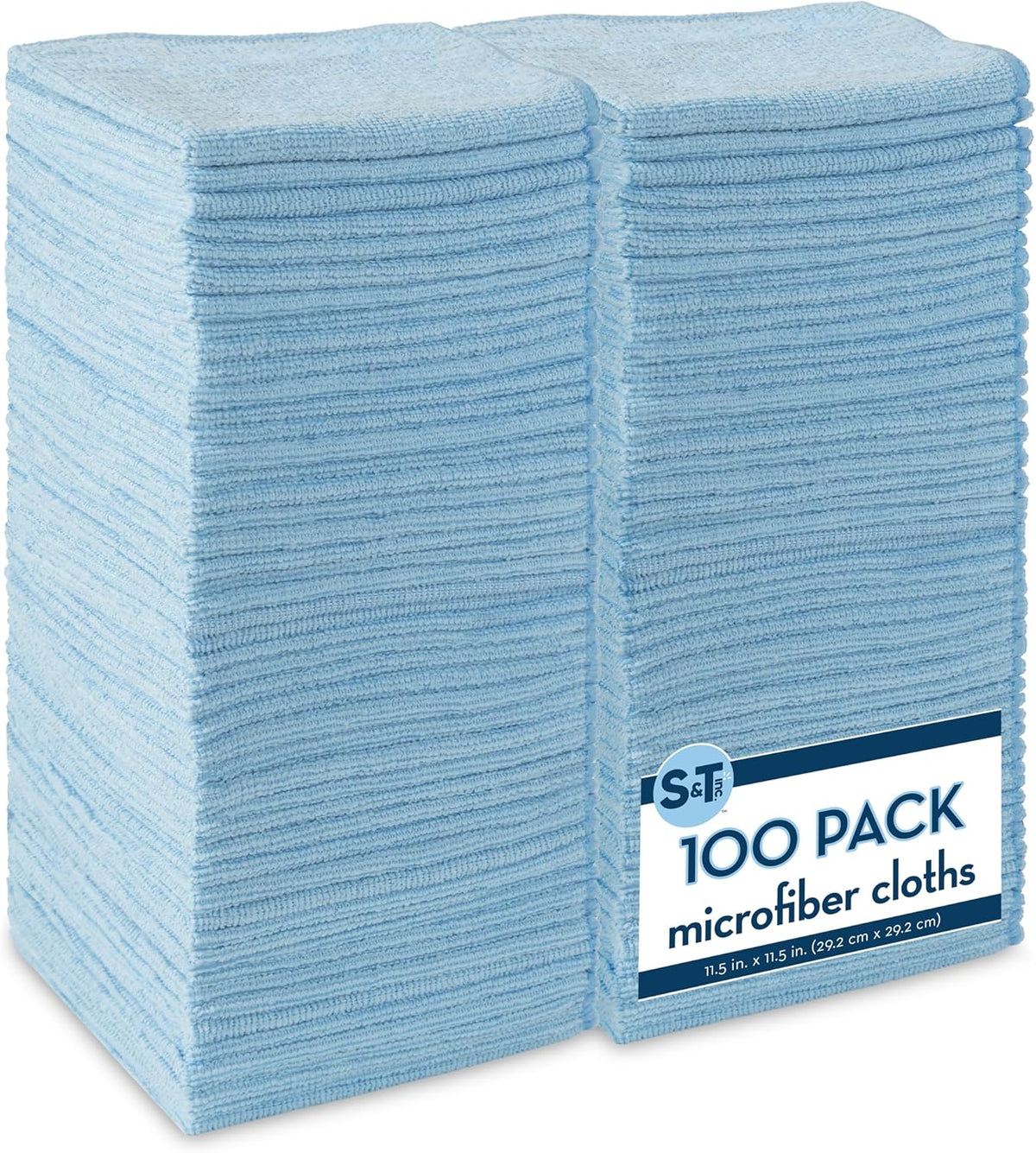 S&T INC. 100 Pack Microfiber Cleaning Cloth, Bulk Towels for Home, Reusable Microfiber Towels for