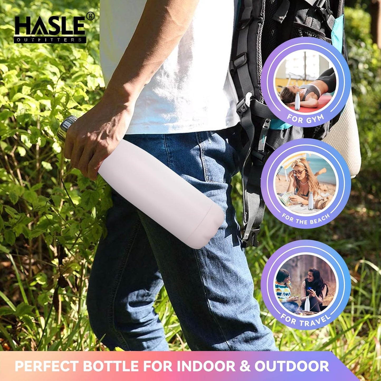 HASLE OUTFITTERS 17oz Stainless Steel Water Bottles Bulk, Vacuum Insulated Water Bottles Double