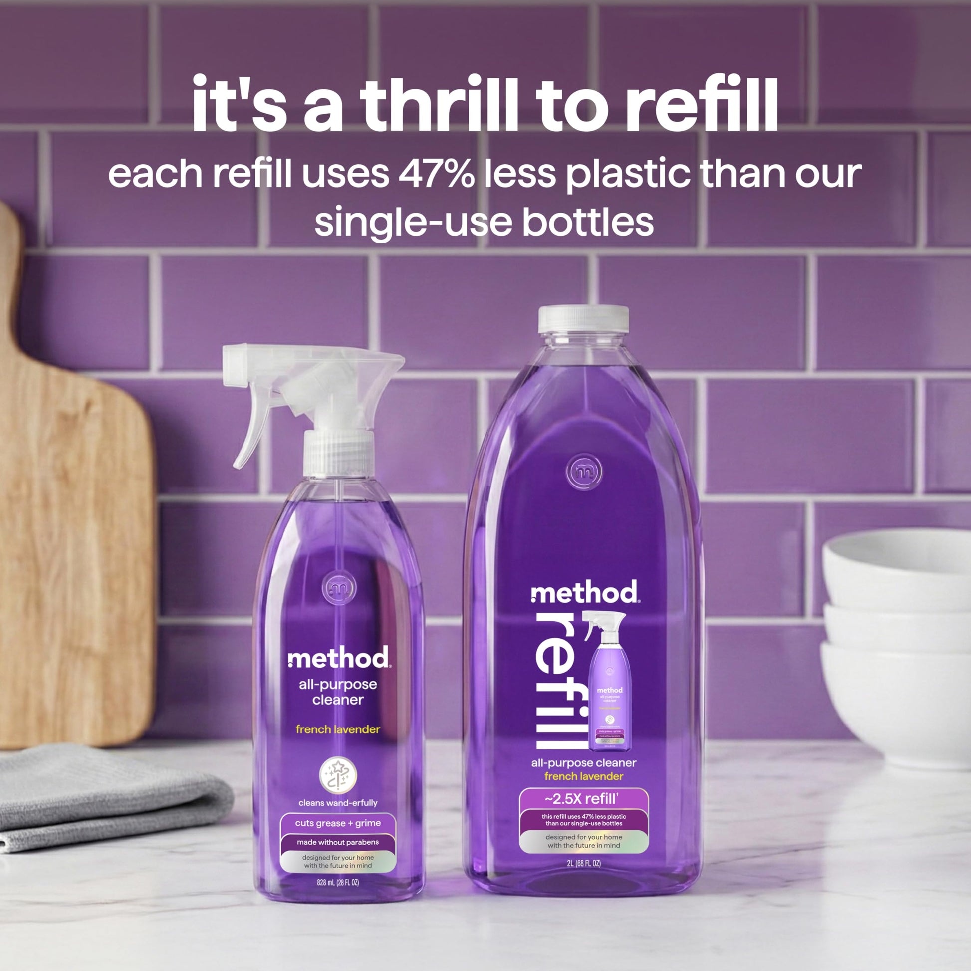 method All-Purpose Cleaner Spray, French Lavender, 28 fl oz, 4 pack