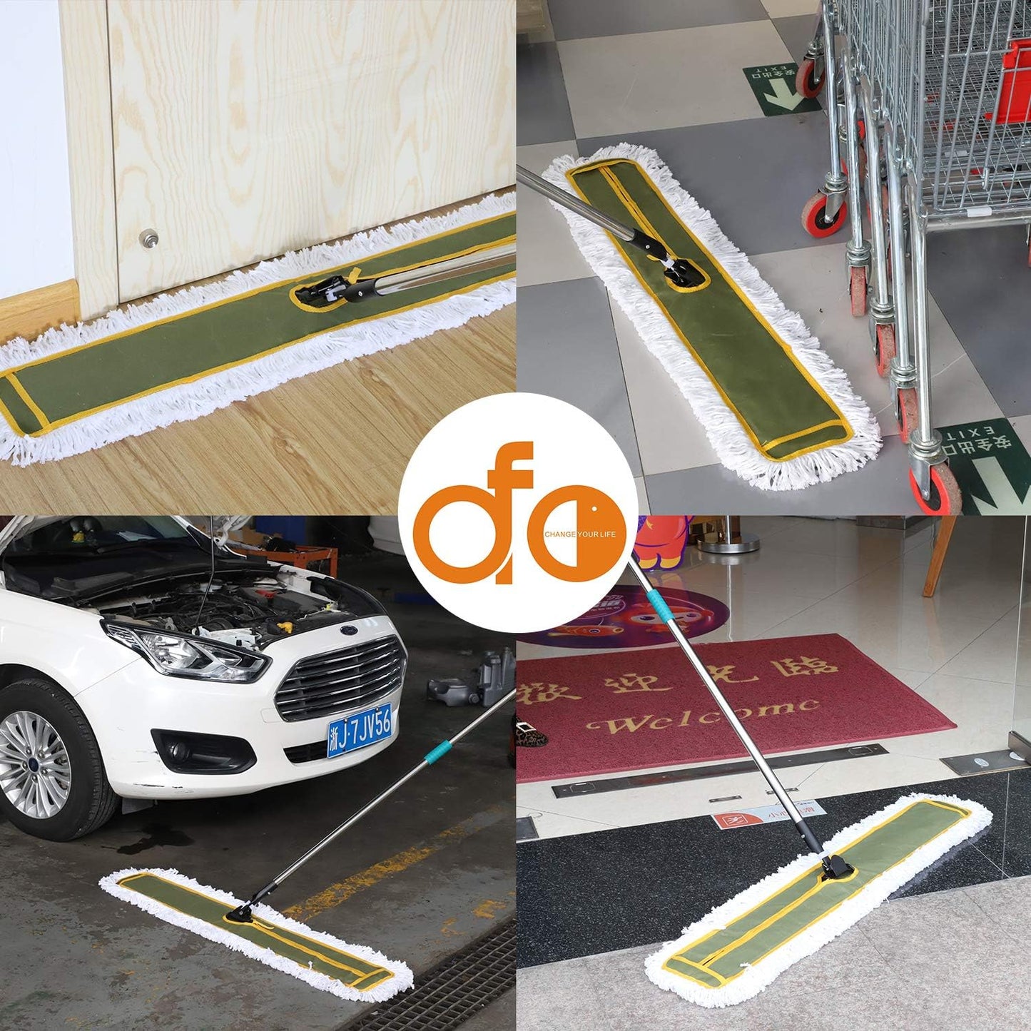 OFO 43inch Industrial Commercial Dust Mop 2 Sets // Heavy Duty Dust Mop // 63inch Length Stainless