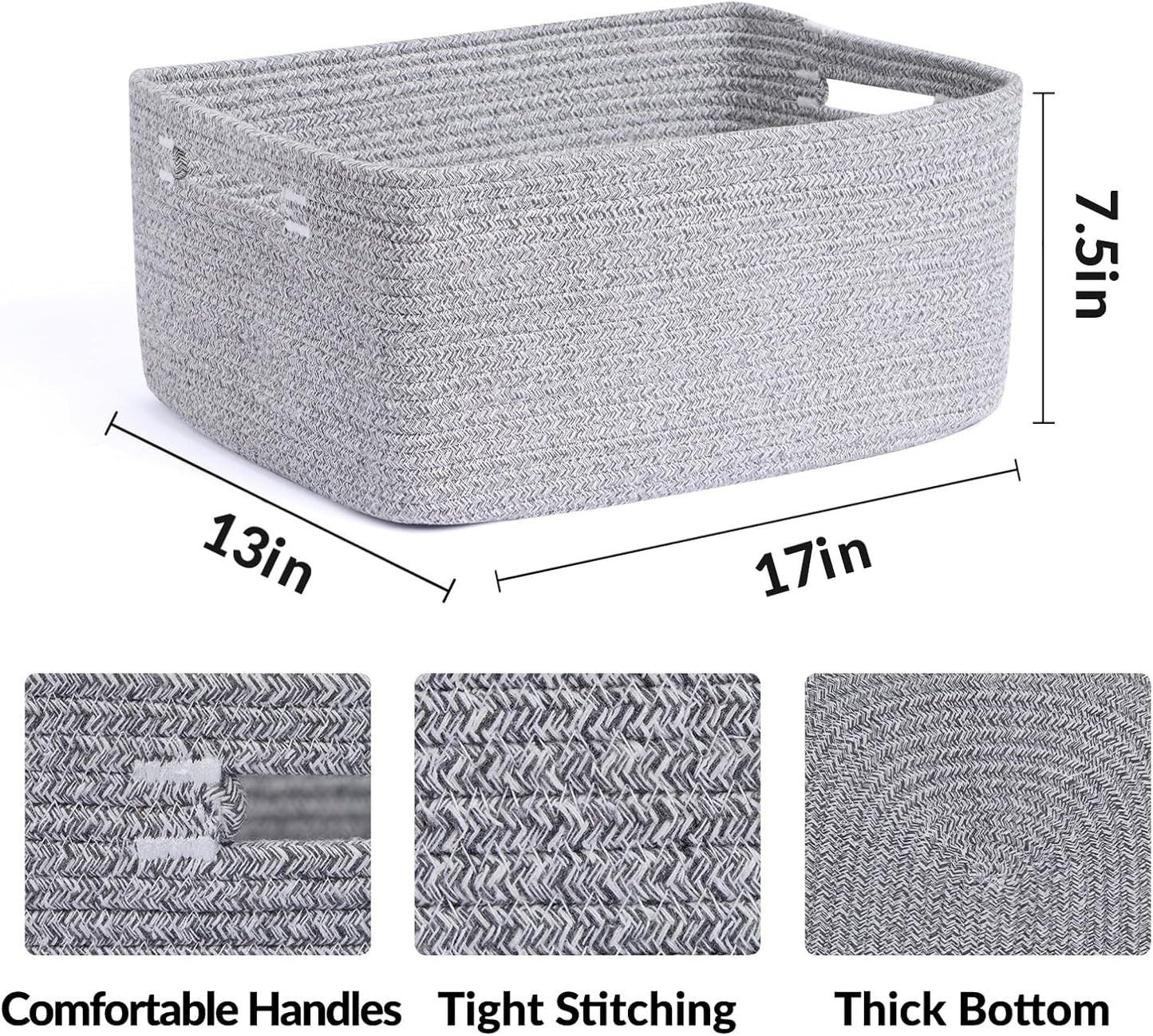 Large Storage Baskets for Organizing, Closet Shelf Baskets for Clothes Blanket Towels, Baby