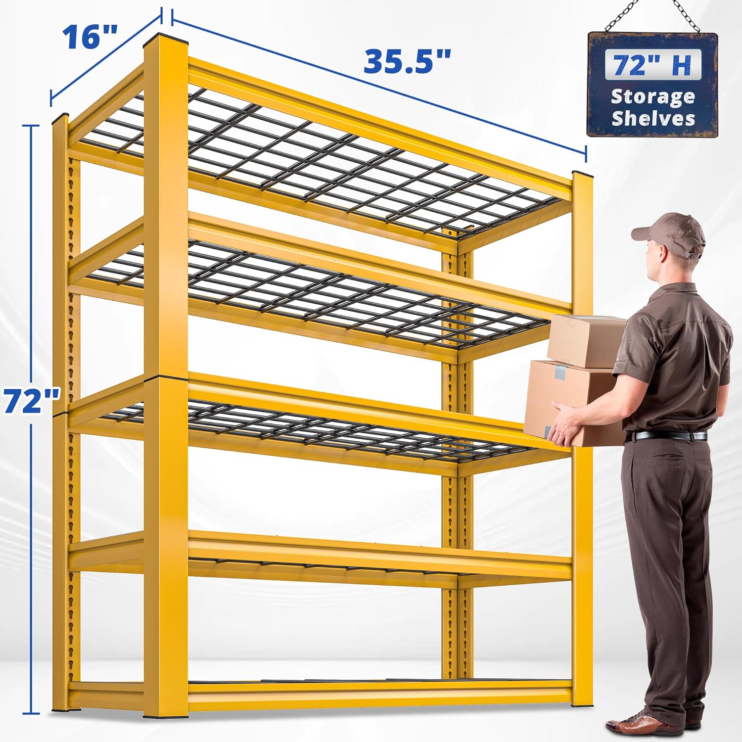 REIBII 72''H Garage Shelving 3010 LBS Storage Shelves Adjustable Metal Shelving 5 Tier Metal