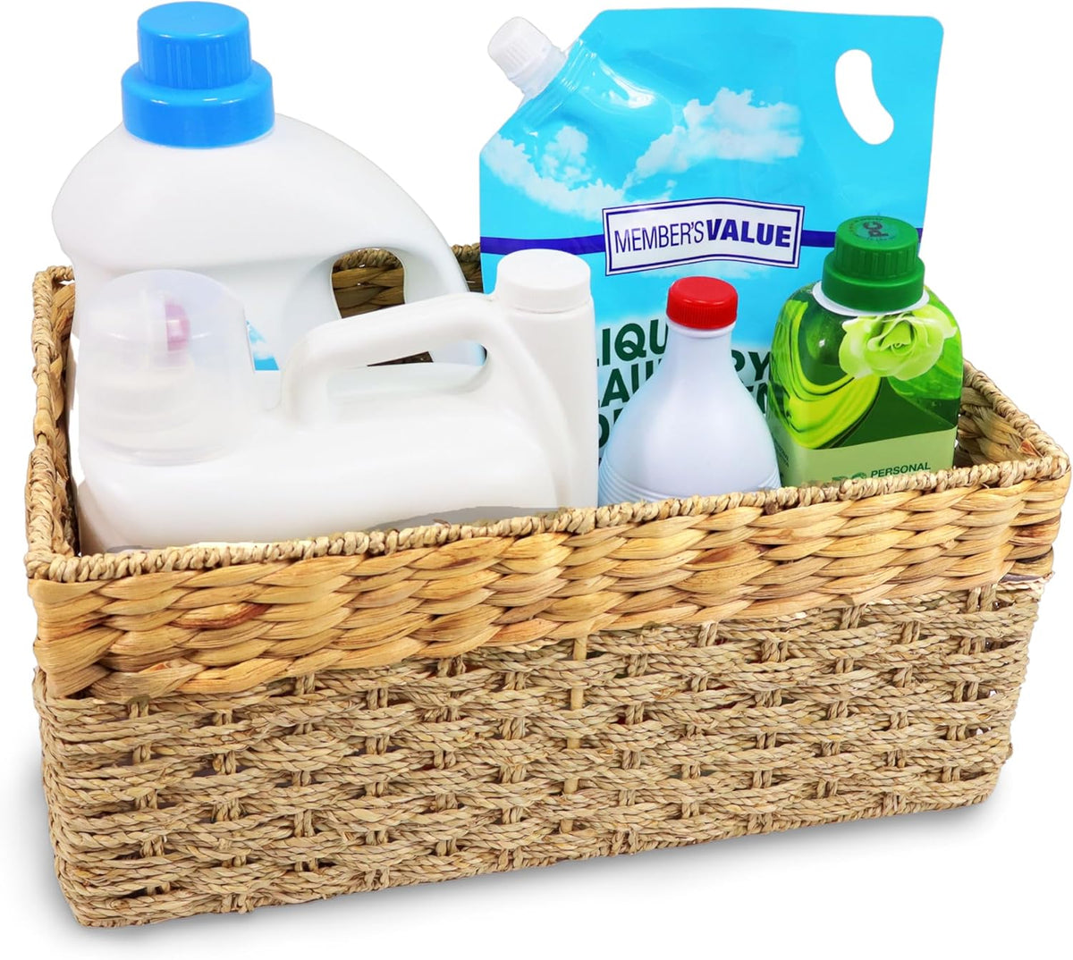 Large Wicker Storage Basket with handles, Natural, Woven, Seagrass and Hyacinth Organizing Baskets