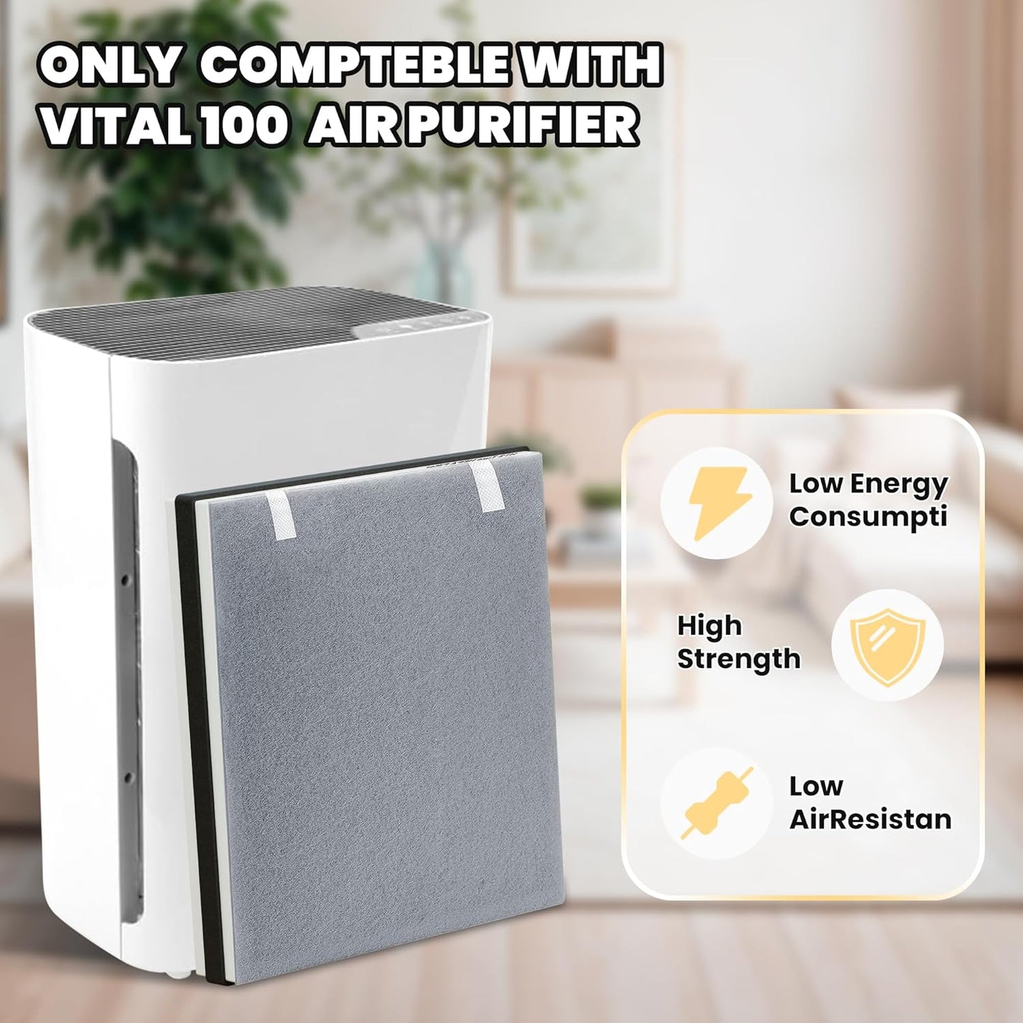 Improvedhand Vital 100 Filter Compatible with LEVOIT Air Purifier, 3-in-1 Pre, Activated Carbon