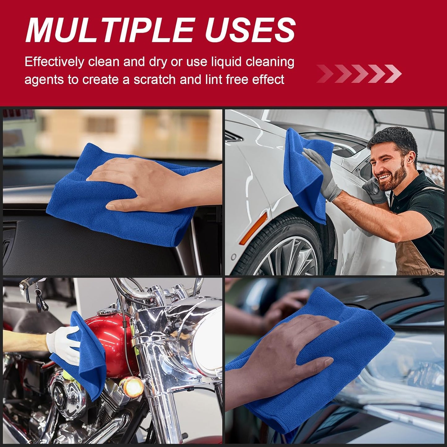 200 Pcs Microfiber Cleaning Cloth 16x16 Inch Microfiber Towels for Car Ultra Absorbent Cleaning