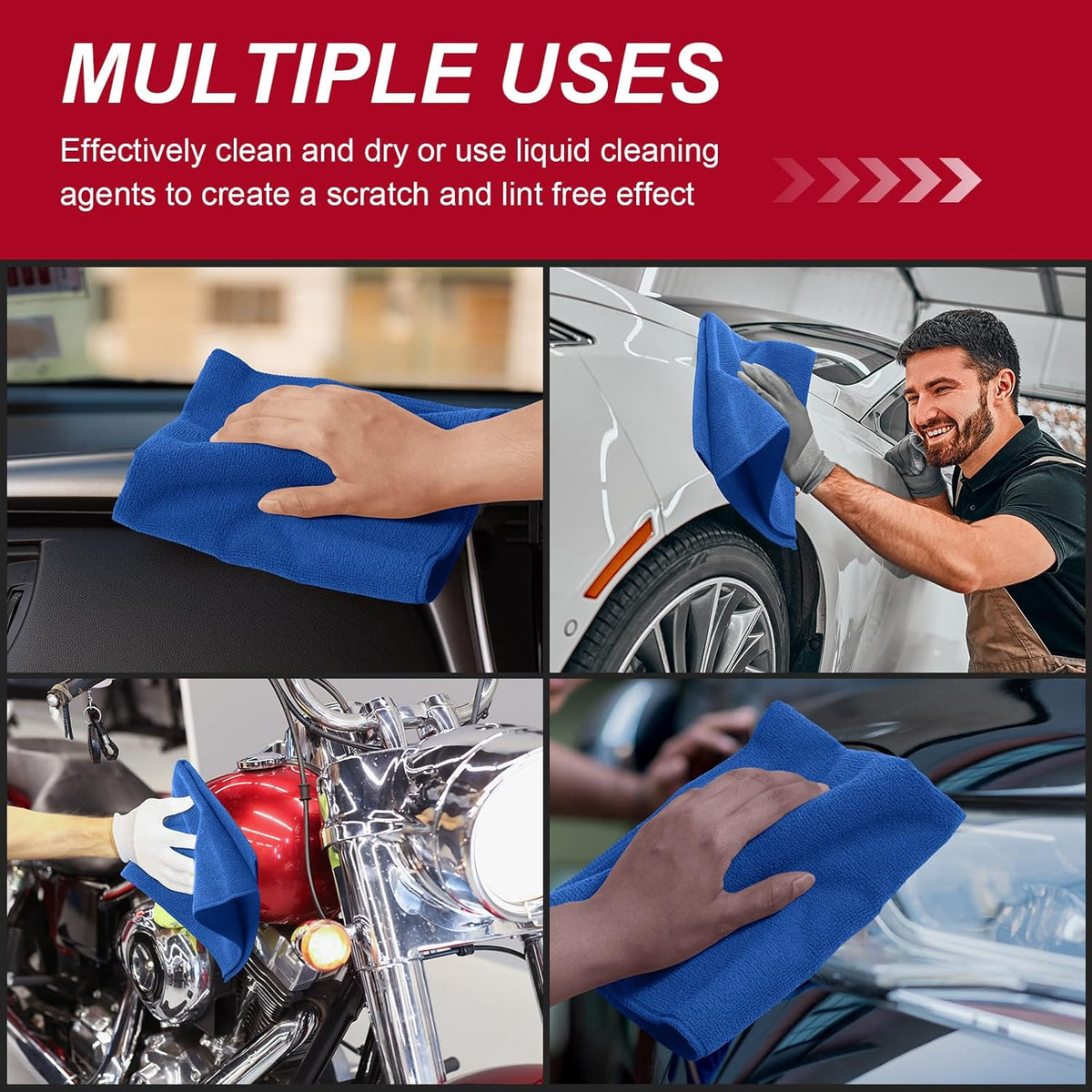 200 Pcs Microfiber Cleaning Cloth 16x16 Inch Microfiber Towels for Car Ultra Absorbent Cleaning