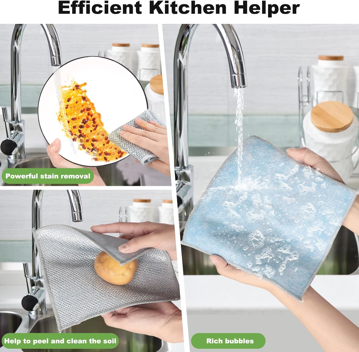 20pcs Non Scratch Wire Dishcloth Multipurpose Wire Dishwashing Rag for Wet and Dry,Metal Scrubbers