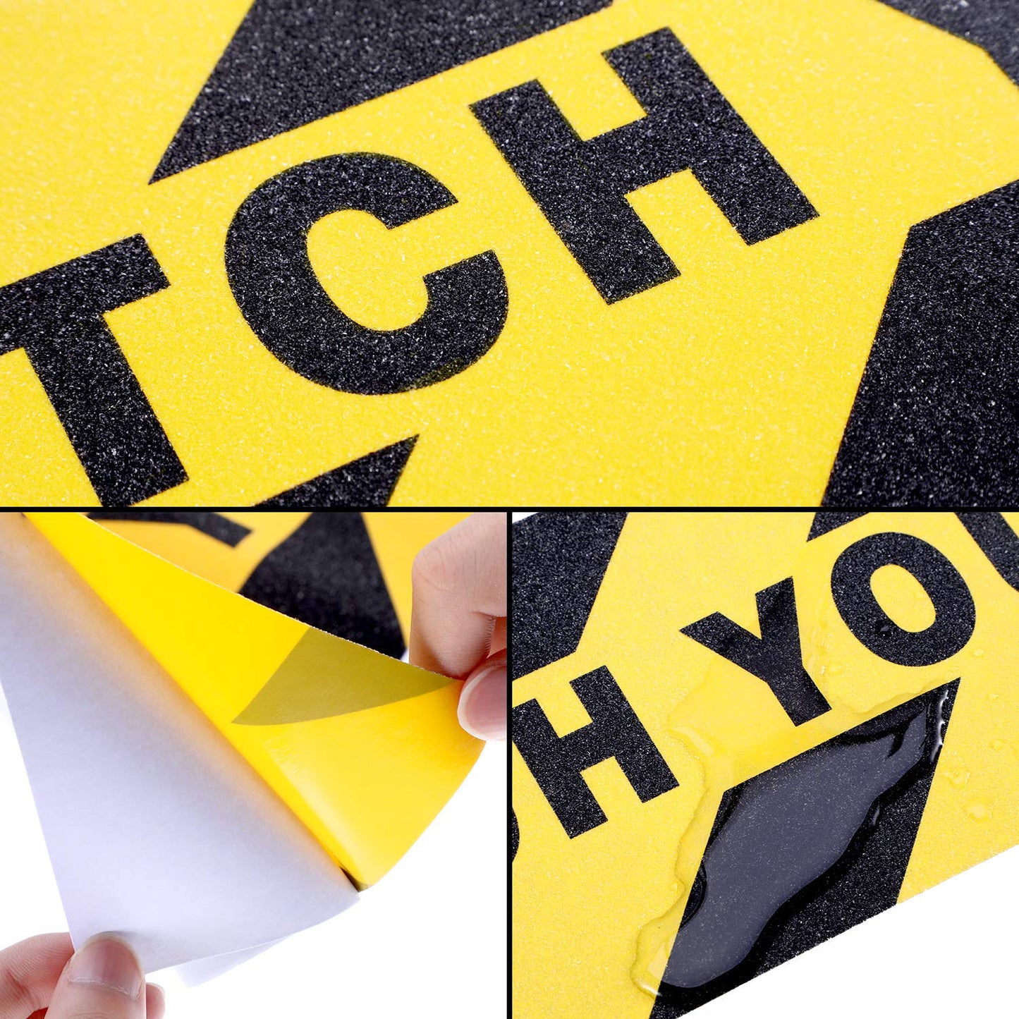 Boao 4 Pieces Watch Your Step Stickers Sign 6 x 24 Inch Caution Watch Your Step Floor Decals