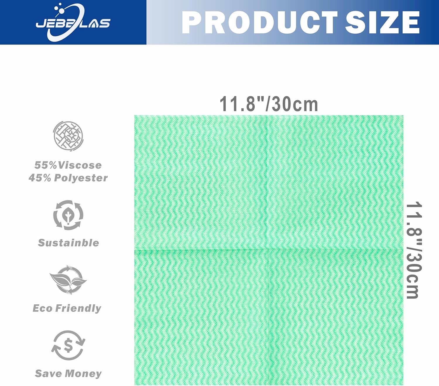 JEBBLAS 100Pack Reusable Cleaning Cloths 11.8‘’x11.8‘’ Handi Wipes Reusable Cloths Dry Cleaning