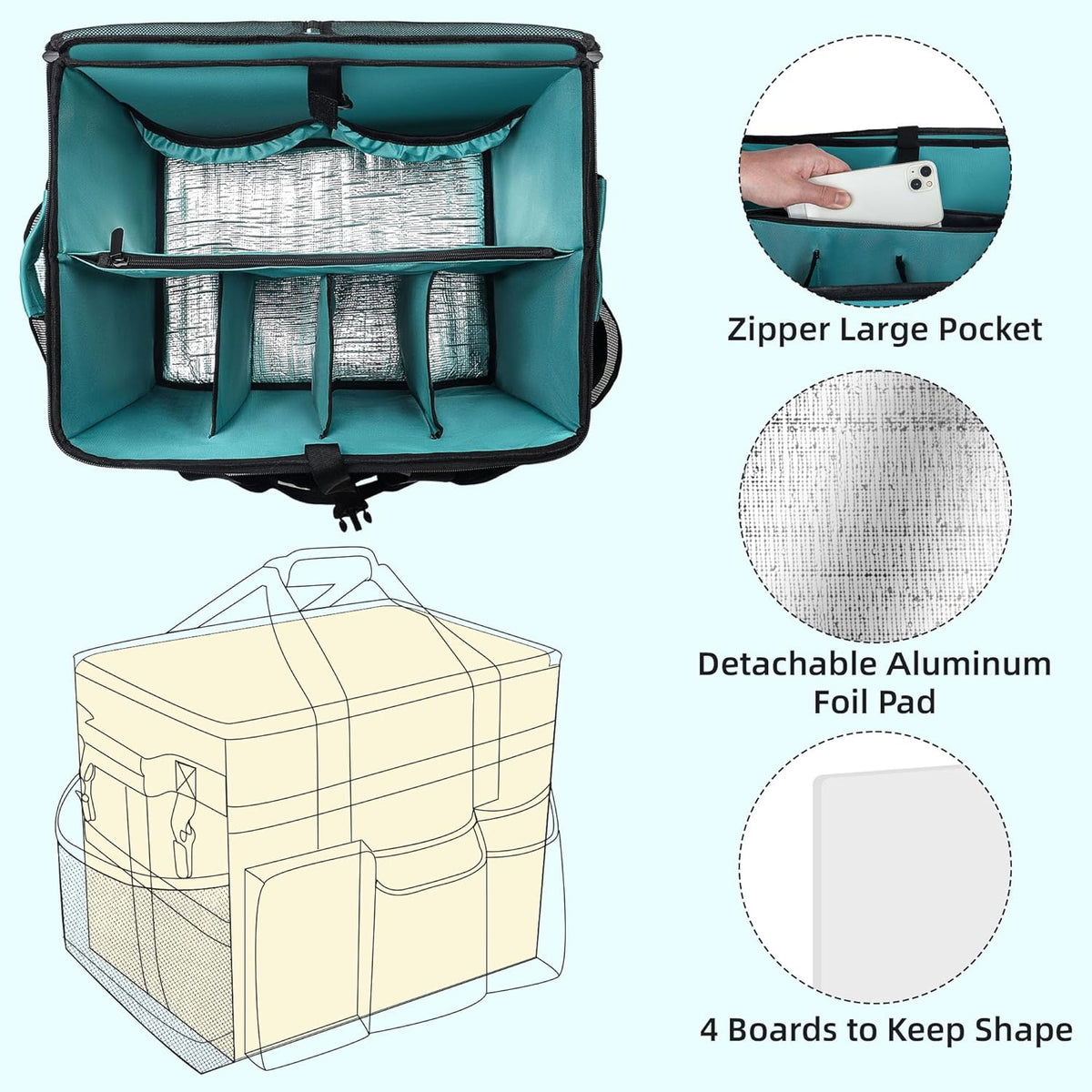 Rolling Cleaning Caddy Bag with Wheels, Large Cleaning Cart Detachable Trolley, Cleaning Bags for