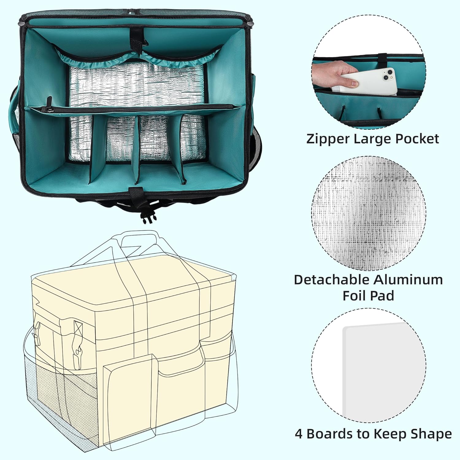 Rolling Cleaning Caddy Bag with Wheels, Large Cleaning Cart Detachable Trolley, Cleaning Bags for