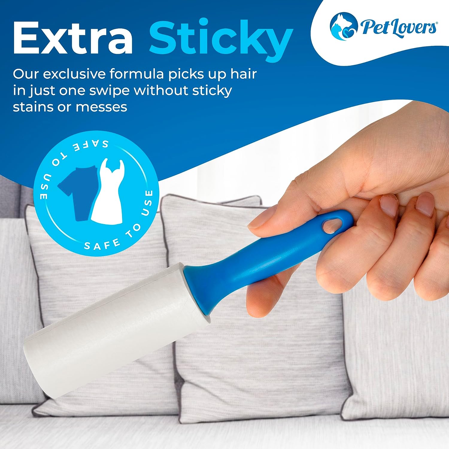 PetLovers Extra Sticky Lint Roller Mega Value Set for Pet Hair Removal and Clothes, Dog and Cat