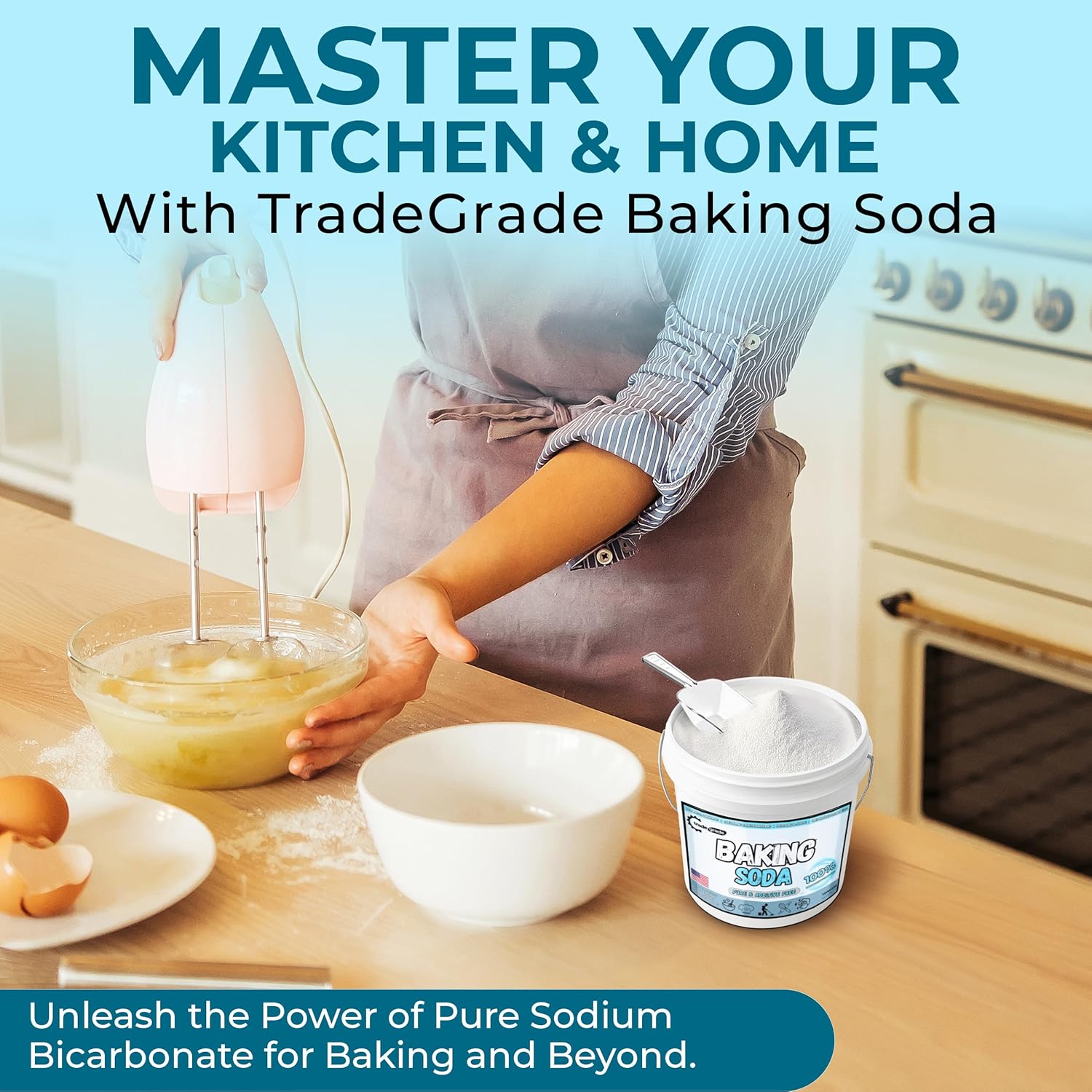 TradeGrade Pure Baking Soda Powder – 1 Gallon Bucket, Sodium Bicarbonate Powder | Premium