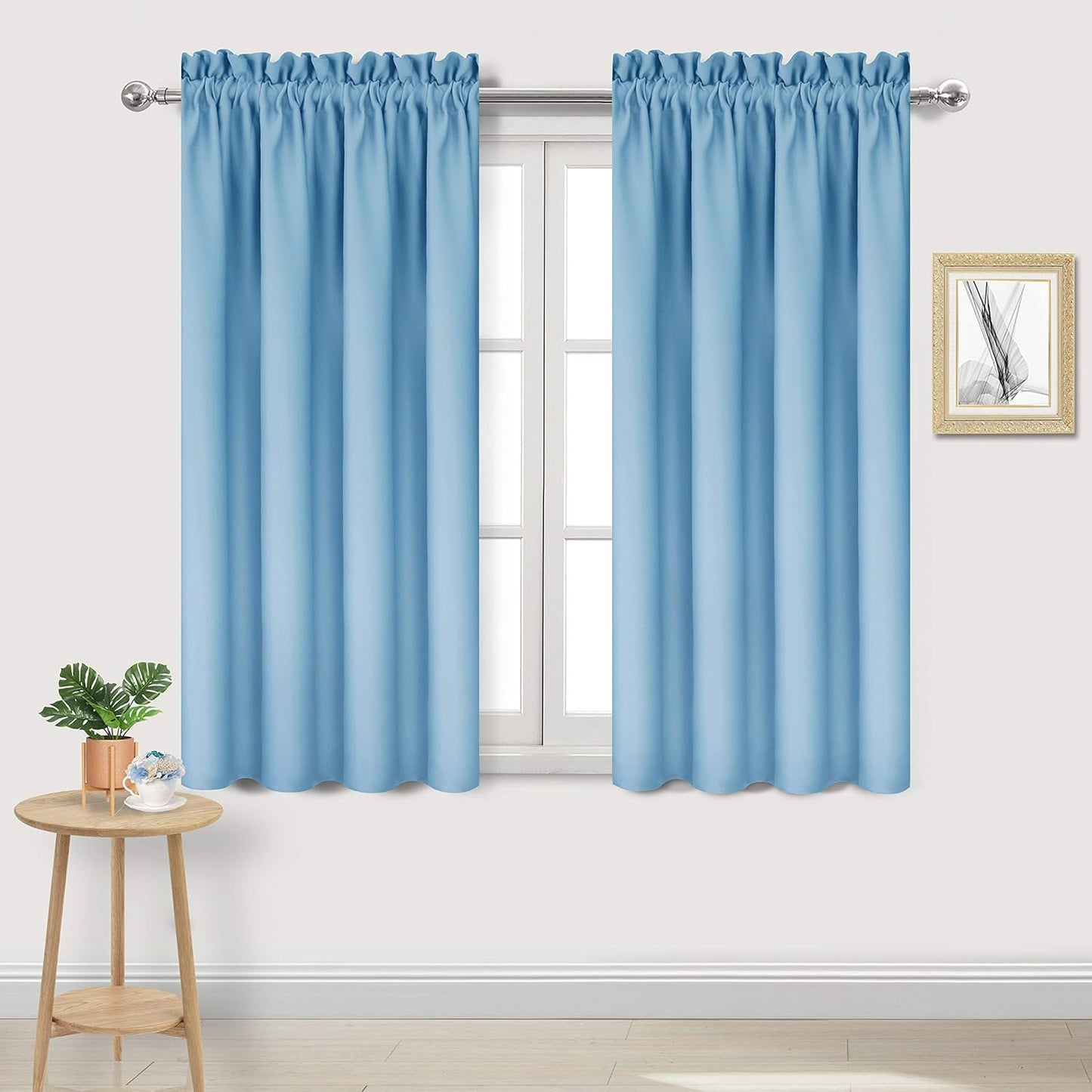 DWCN Light Blue Blackout Curtains for Bedroom –Rod Pocket Thermal Insulated Room Darkening Drapes