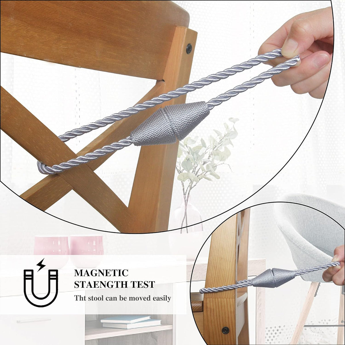 4 Pack Magnetic Curtain Tiebacks Rope Modern Handmade Curtain Tie Backs Decorative Drapes Weave