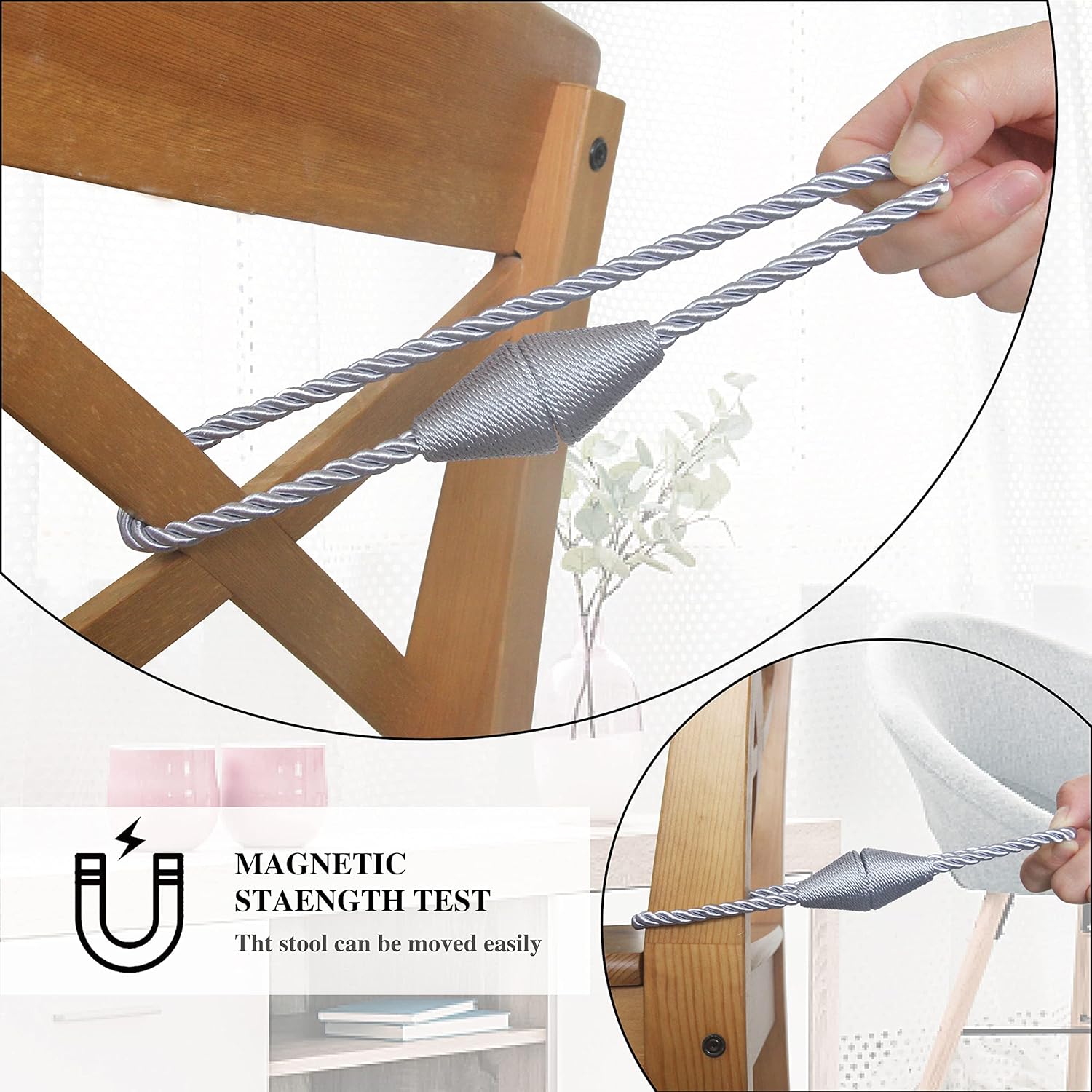 2 Pack Magnetic Curtain Tiebacks Rope Modern Handmade Curtain Tie Backs Decorative Drapes Weave