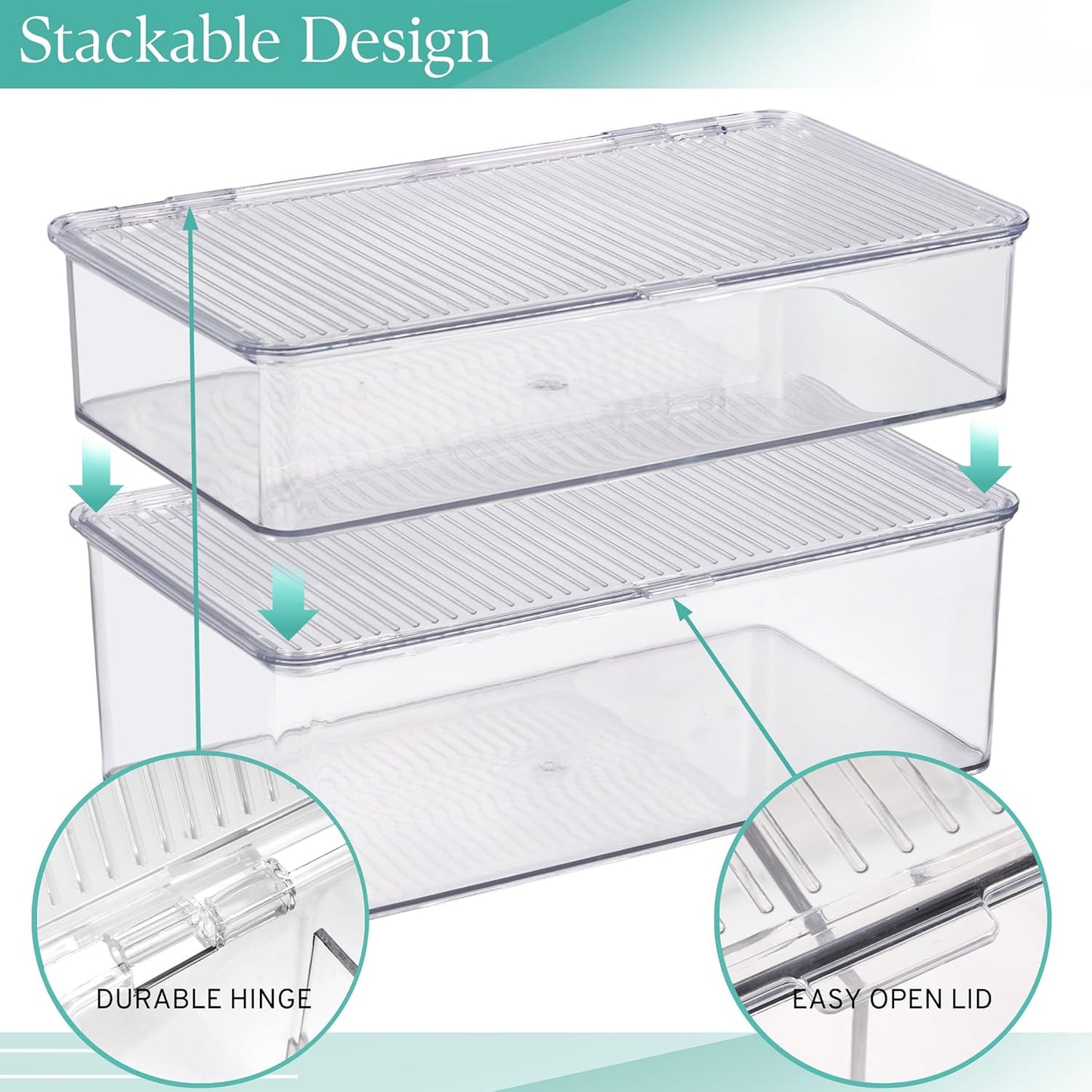 Sorbus Sturdy Plastic Storage Bins with Lid- Stackable Refrigerator Organizer Bins- MultiPurpose