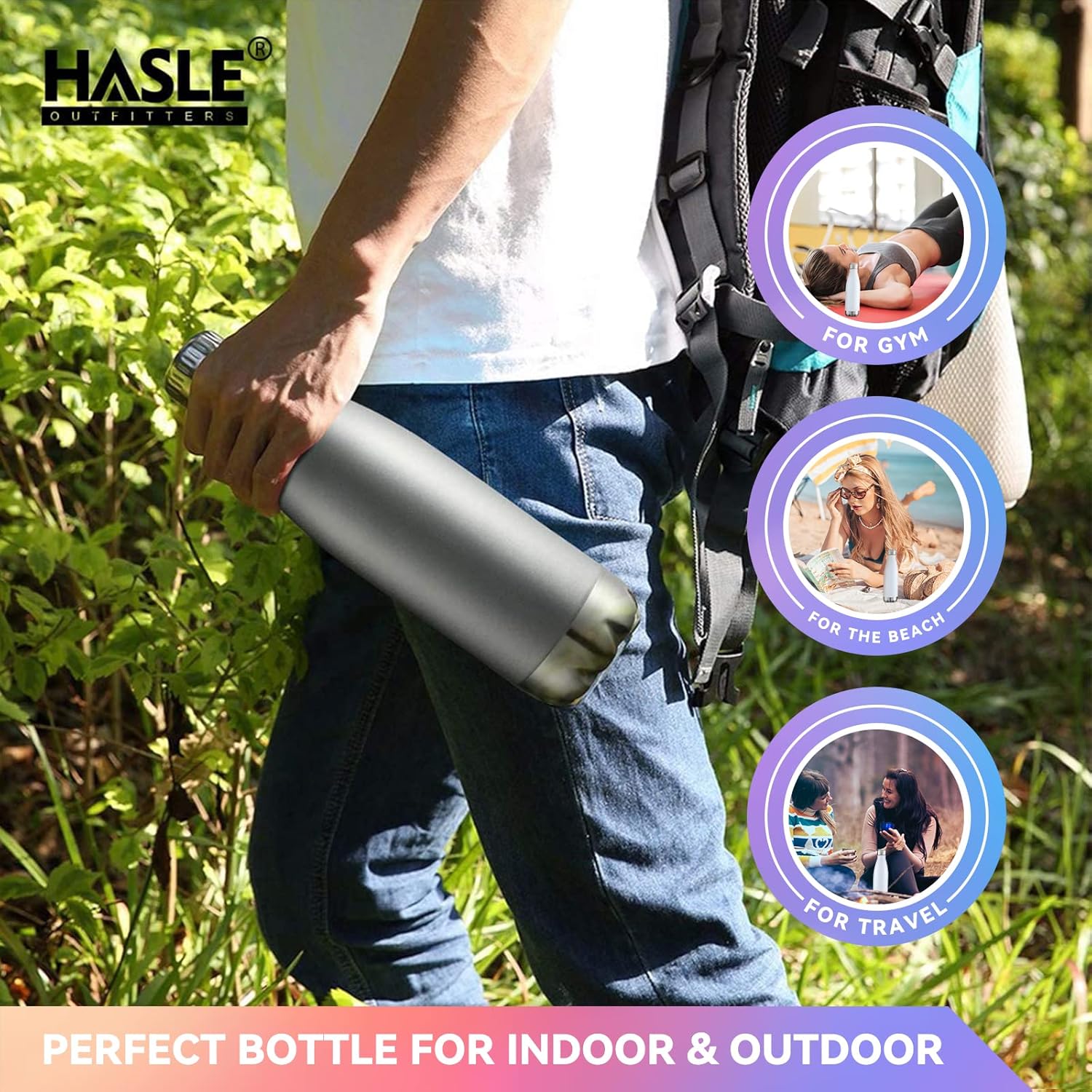 HASLE OUTFITTERS 17oz Stainless Steel Water Bottles, Vacuum Insulated Water Bottles Double Walled