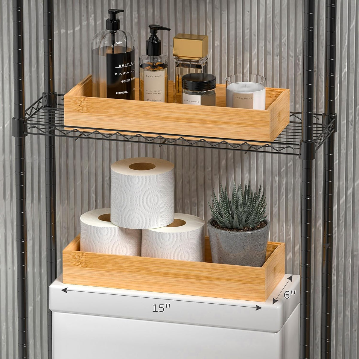 Kitchen Drawer Organizer Bins, Stackable Bamboo Deep Drawer Organizer for Silverware, Utensils