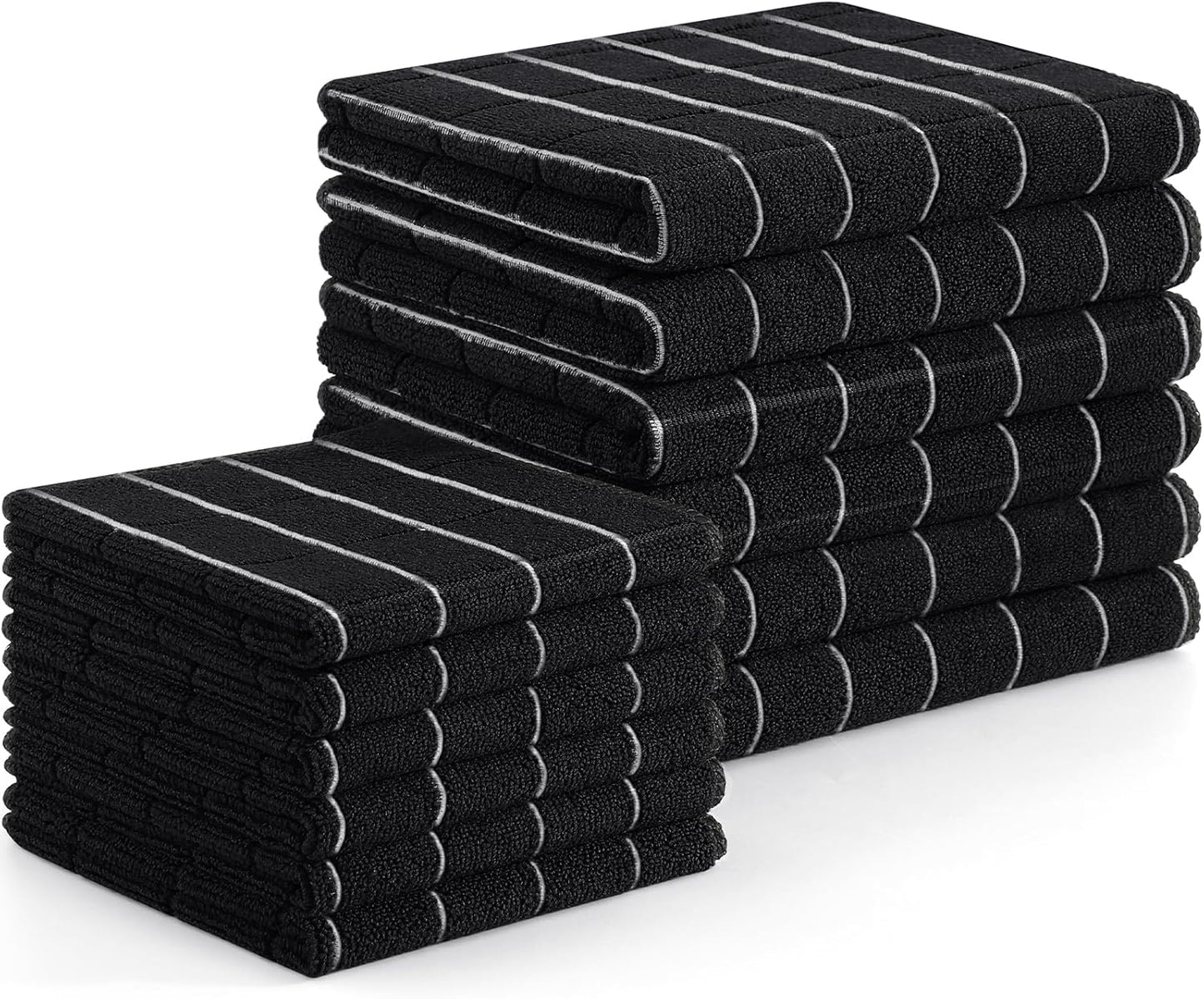 Homaxy Microfiber Kitchen Towels and Dishcloths Set, 12 Pack Soft and Absorbent Dish Hand Towels