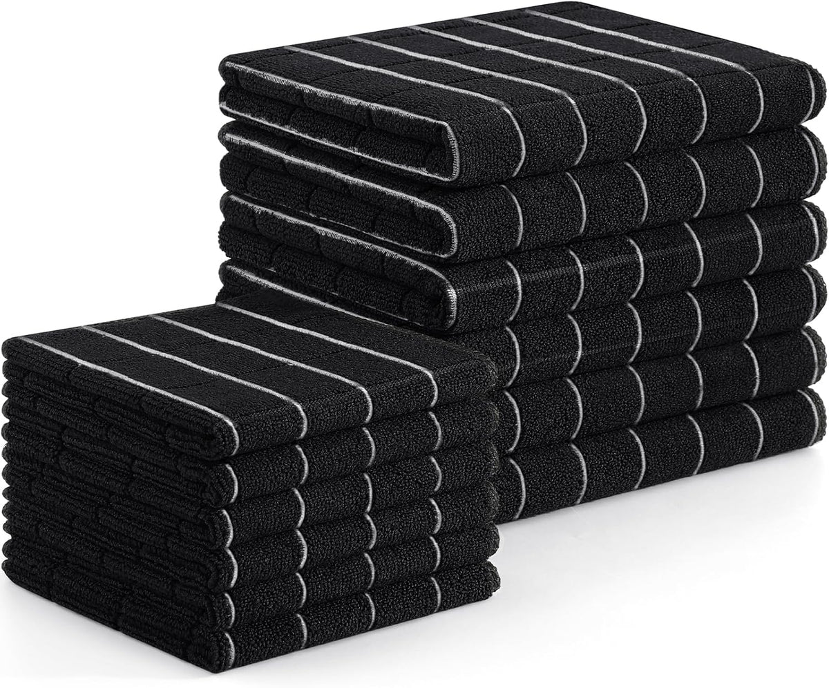 Homaxy Microfiber Kitchen Towels and Dishcloths Set, 12 Pack Soft and Absorbent Dish Hand Towels