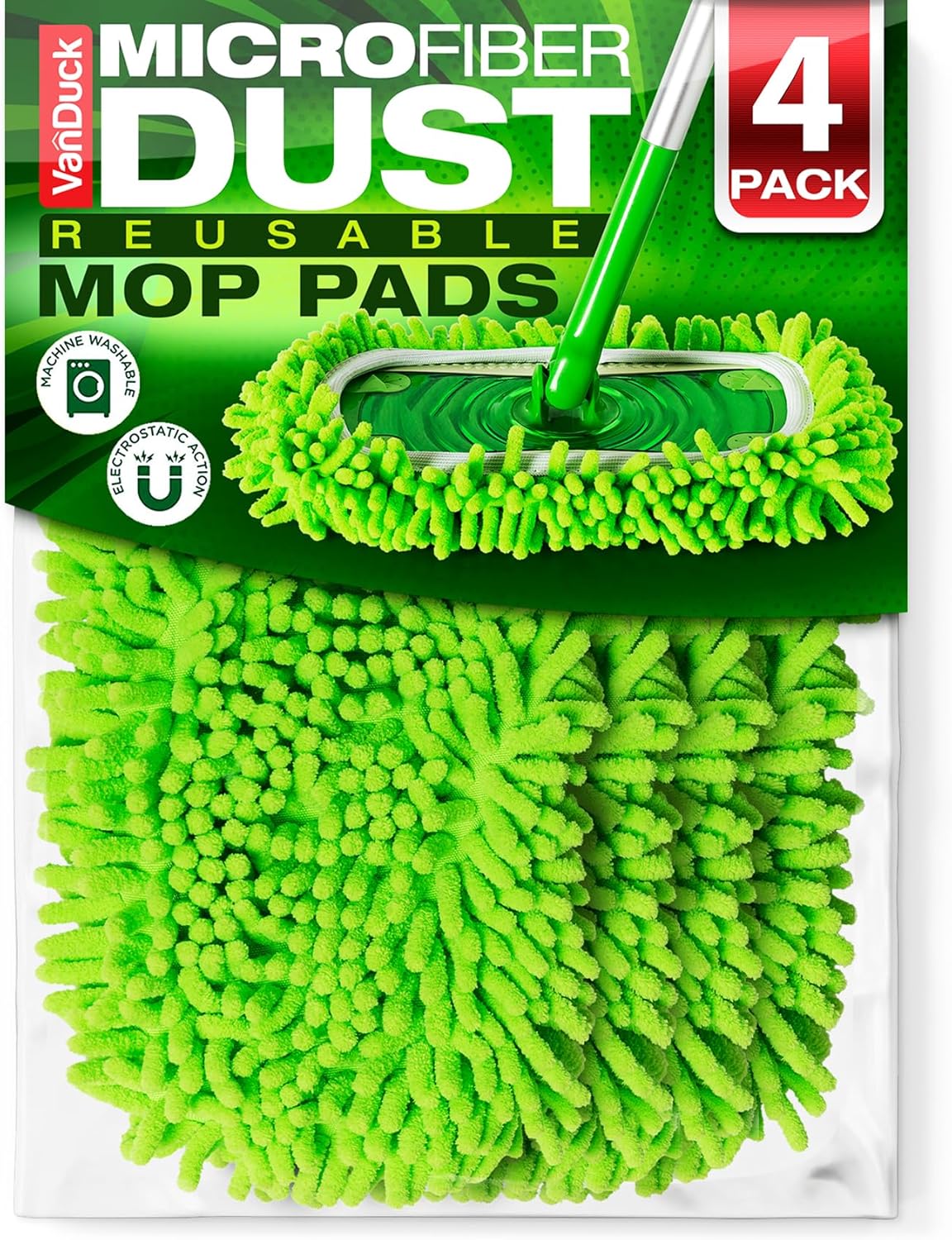 VanDuck Dust Mop Refill Compatible with Swiffer Sweeper (4 Pack) - Microfiber Pet Heavy Duty Dry