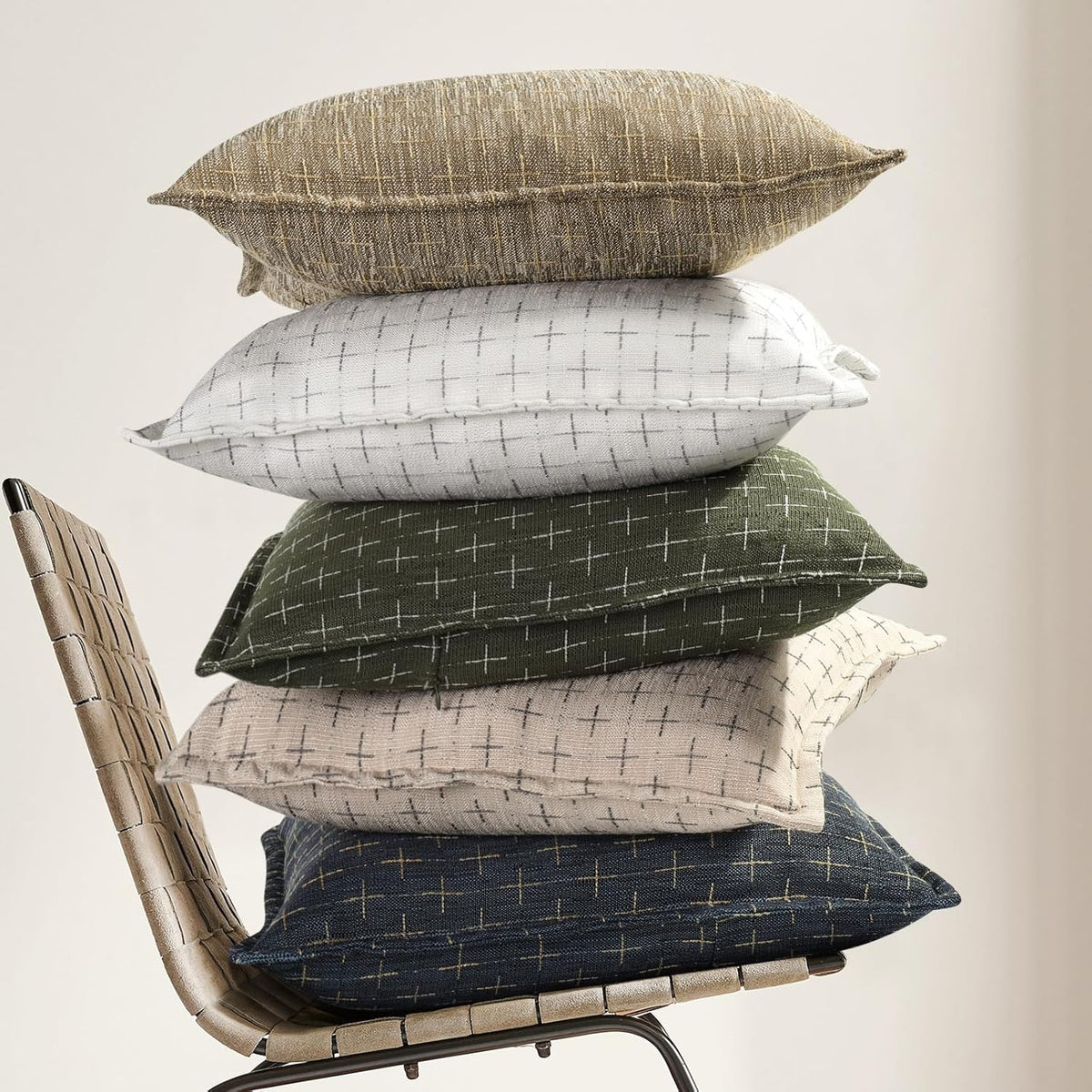 ZWJD Pillow Covers 18x18 Set of 2 Soft Polyester Textured Pillow Covers with Stylish Flange Edge