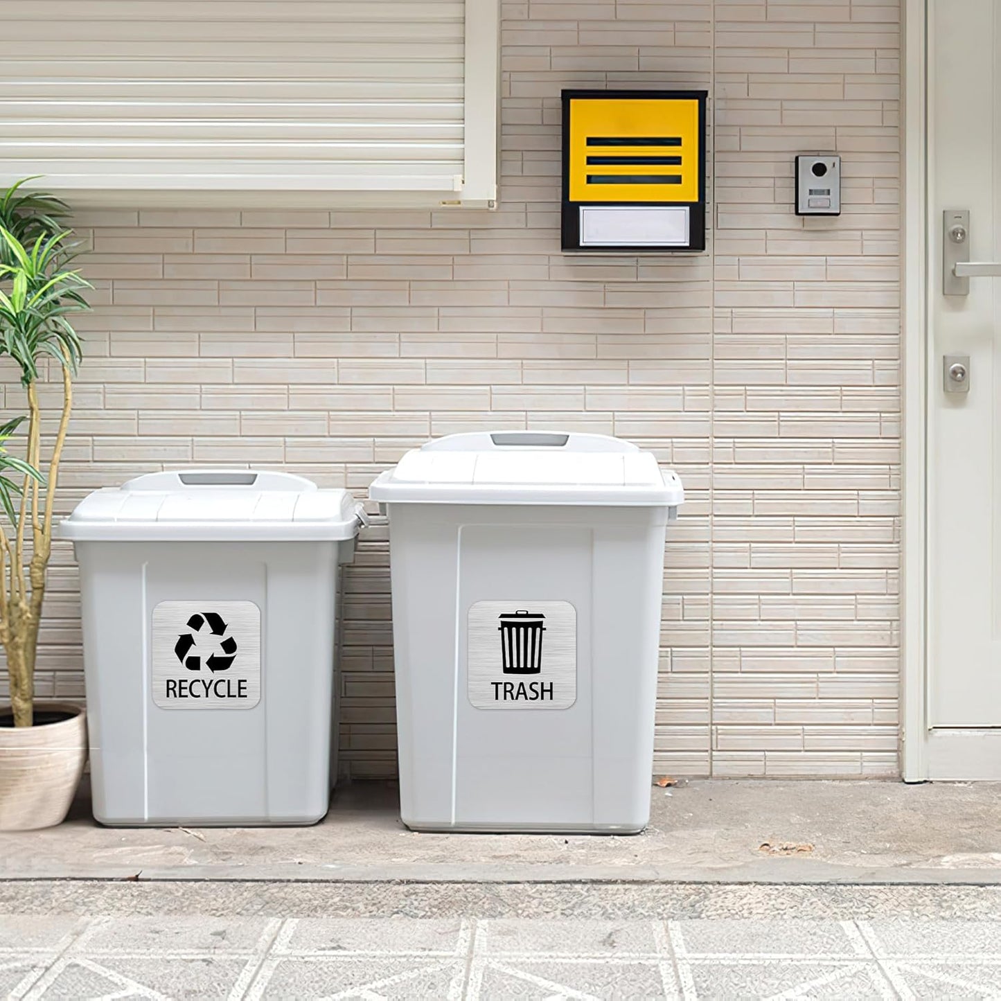 Recycle and Trash Magnets Sticker for Recycling Bins and Kitchen Cans, 2 Magnetic Sticker Adhesives