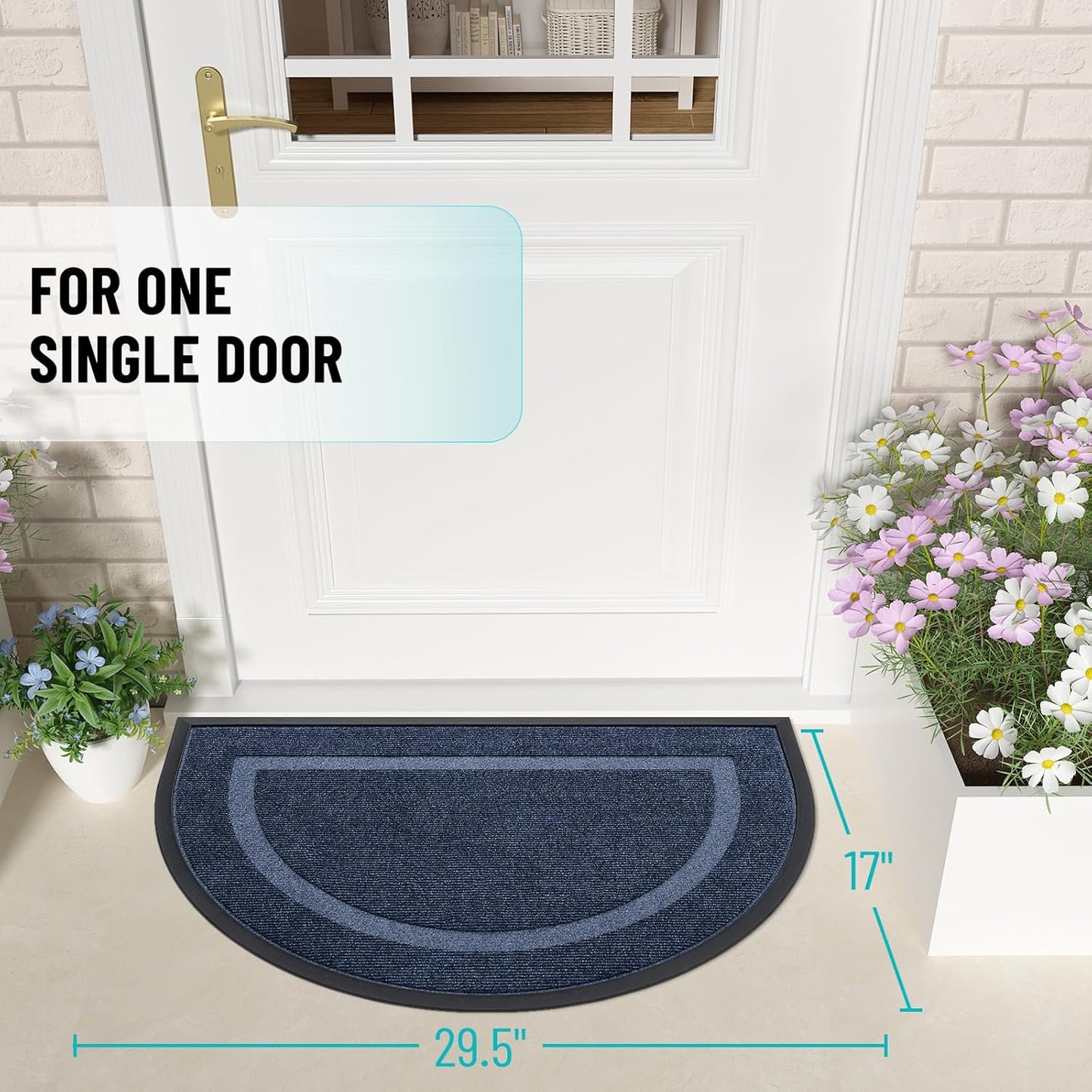 OLANLY Half Circle Door Mat Indoor Outdoor Entrance Welcome, Waterproof All-Season, All-Weather