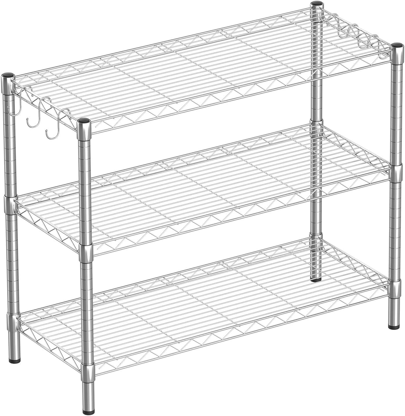 3-Shelf Adjustable Metal Shelf Wire Shelving Storage Rack for