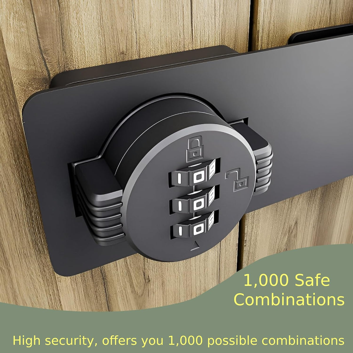 Keyless Combination Lock 3-Digit Combination Lock for Doors Twist Knob Hasp Latch Lock with