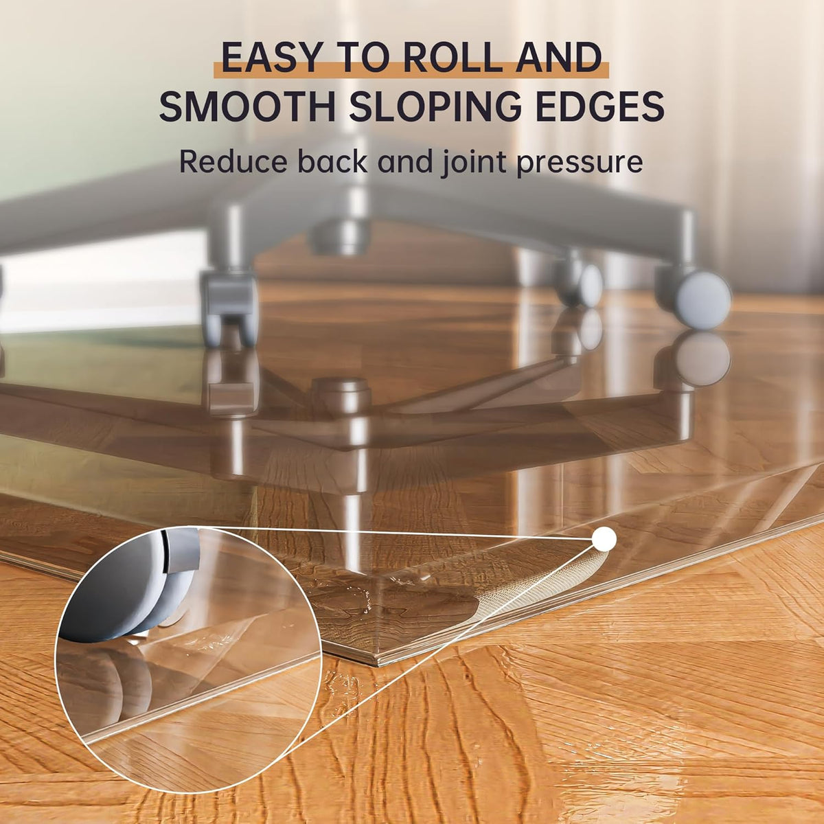 [Tempered Glass] 36“ x 36” Beveled Edge Glass Chair Mat with Polished Edge Clear Office Chair Mat